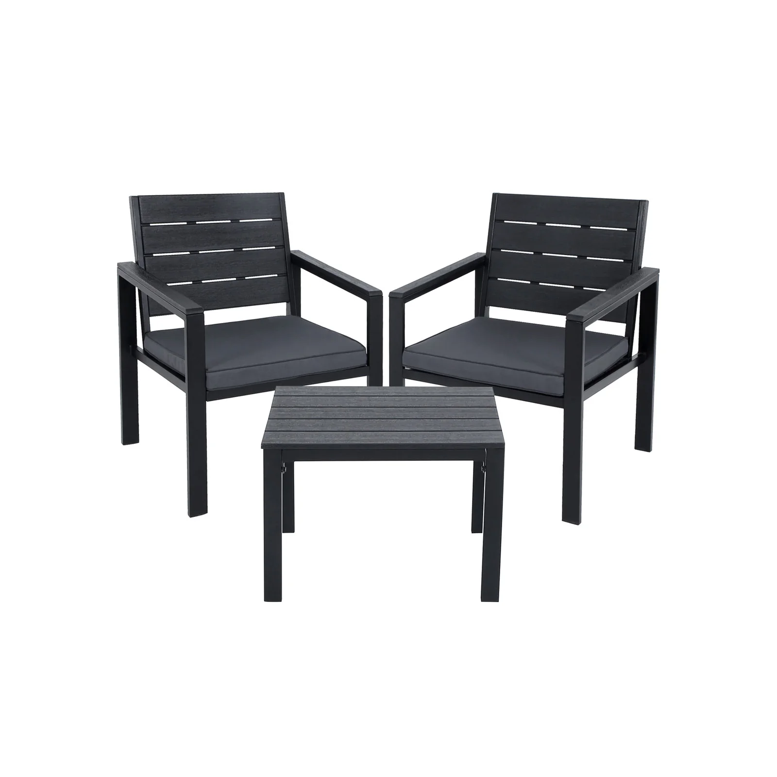 Tuinmeubelset – Comfortabele stoelen met kussens – Zwart