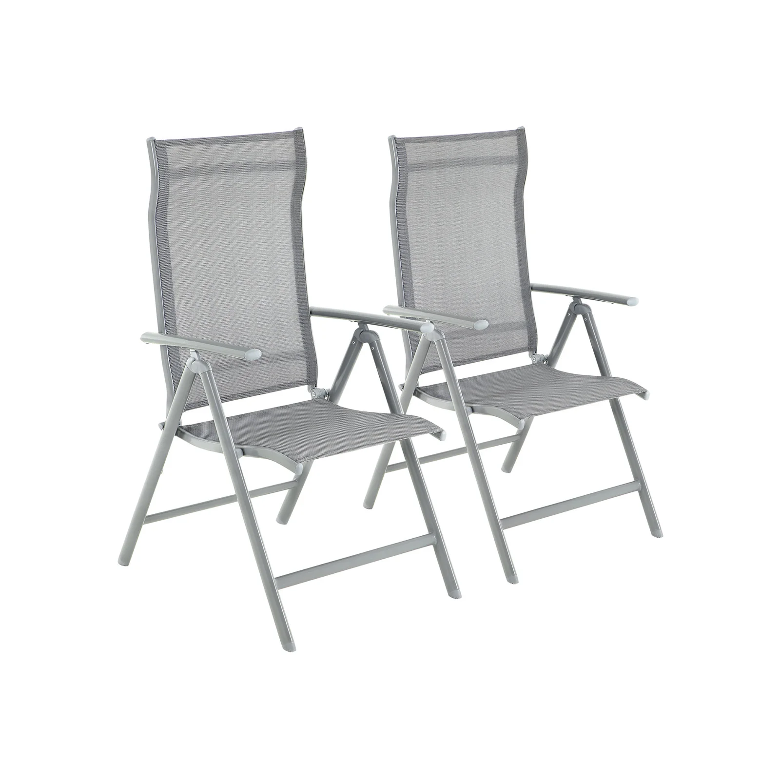 Tuinstoelen – set van 2 – verstelbare rugleuning – grijs