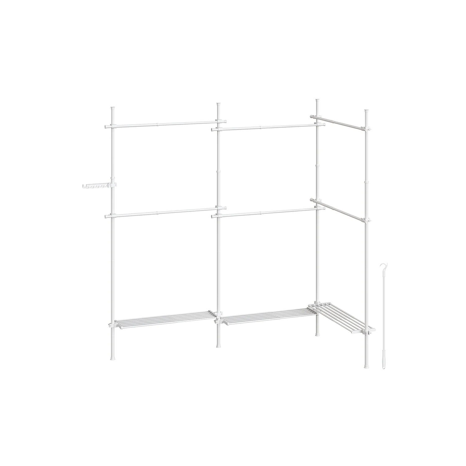 Kledingrek – 33,5 x (240-353) x (208-310) cm – Plafondhoog – Met legplanken – Tot 137,5 kg draagvermogen