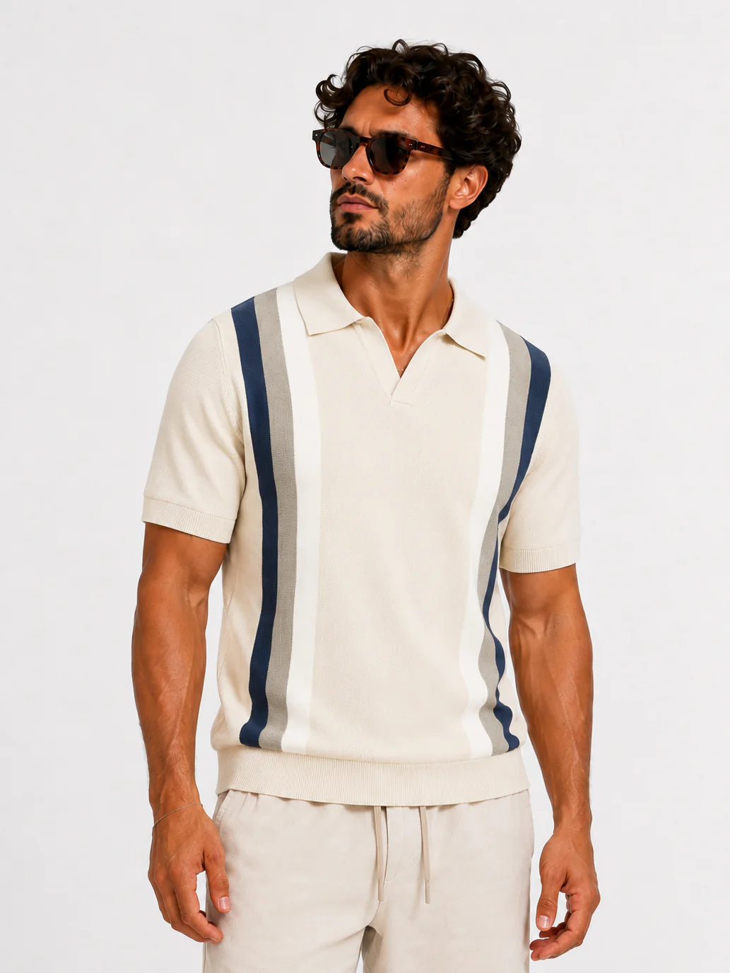 Polo knitwear short sleeve Monaco beige Polo knitwear short sleeve Monaco beige