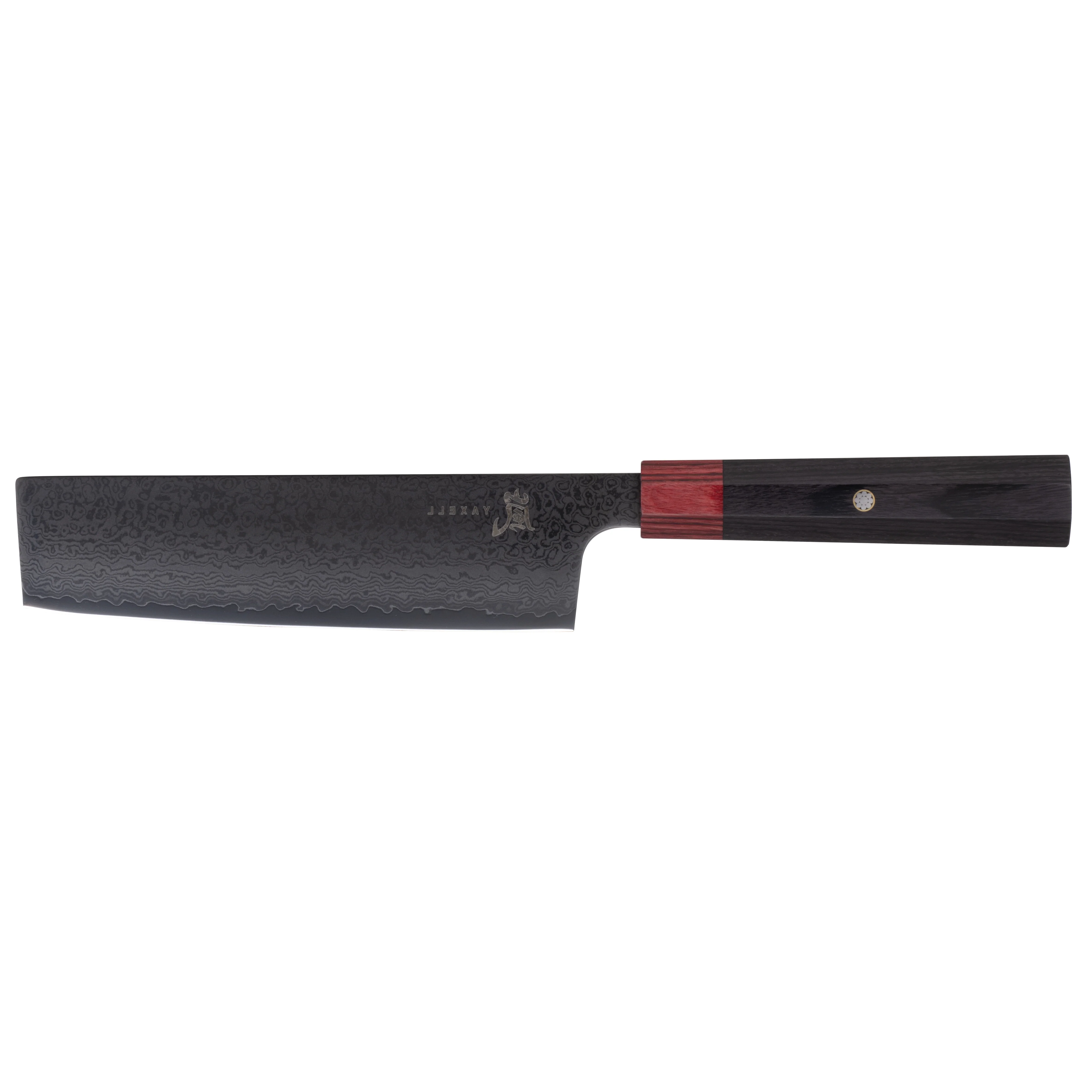 YAXELL REI NAKIRI Japans damaststalen VG-10 lemmet 69 layers 16,5cm rood bruin zwart heft