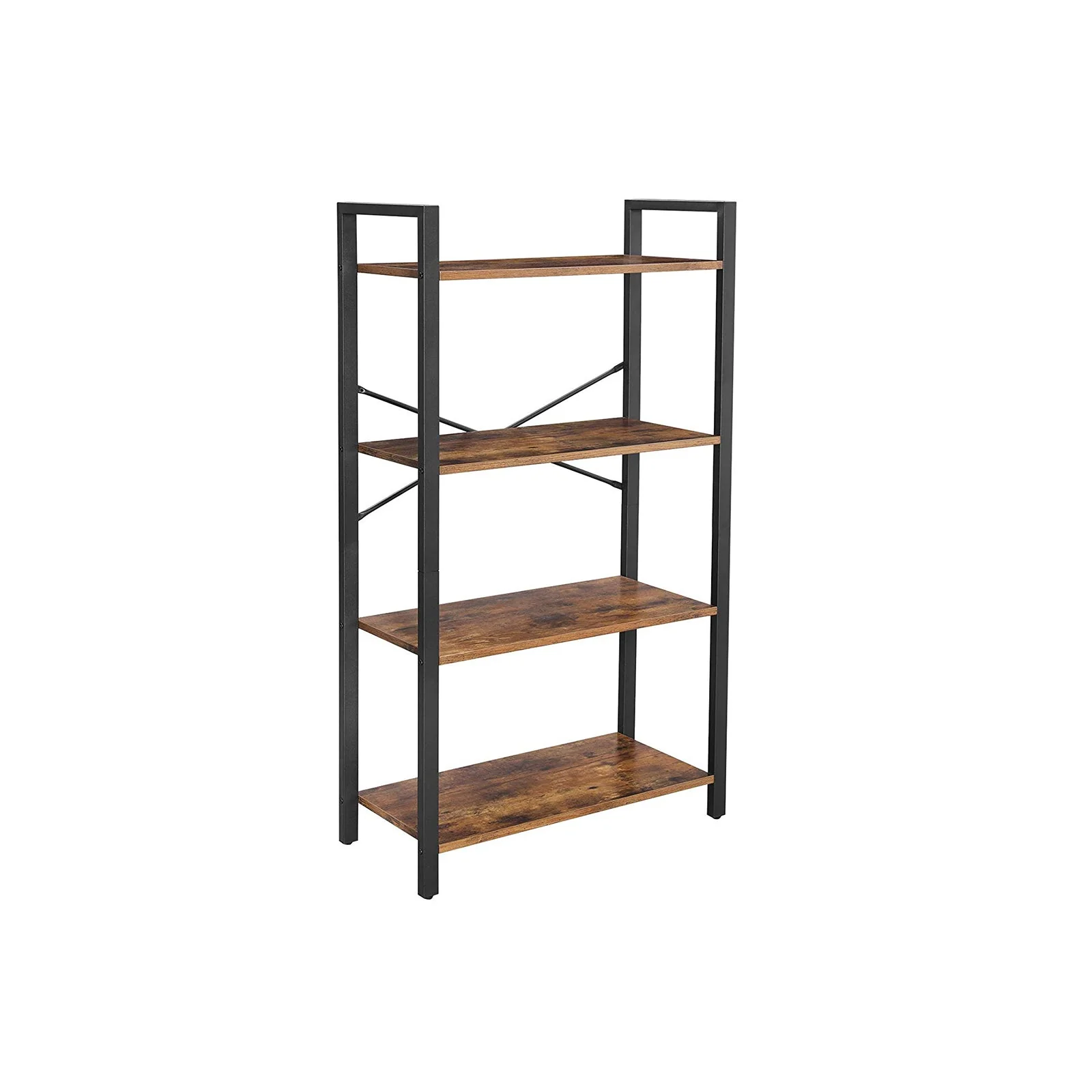 Boekenkast met 4 open planken – Stalen frame – 66 x 30 x 120 cm – Met anti-kantelset