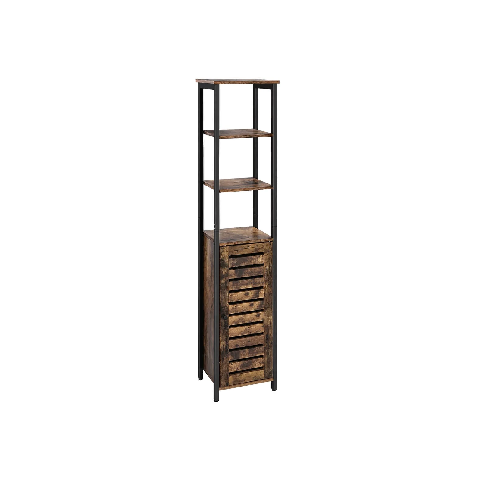 Opbergkast met 3 open planken – Robuuste constructie – 167 cm hoog – Bruin