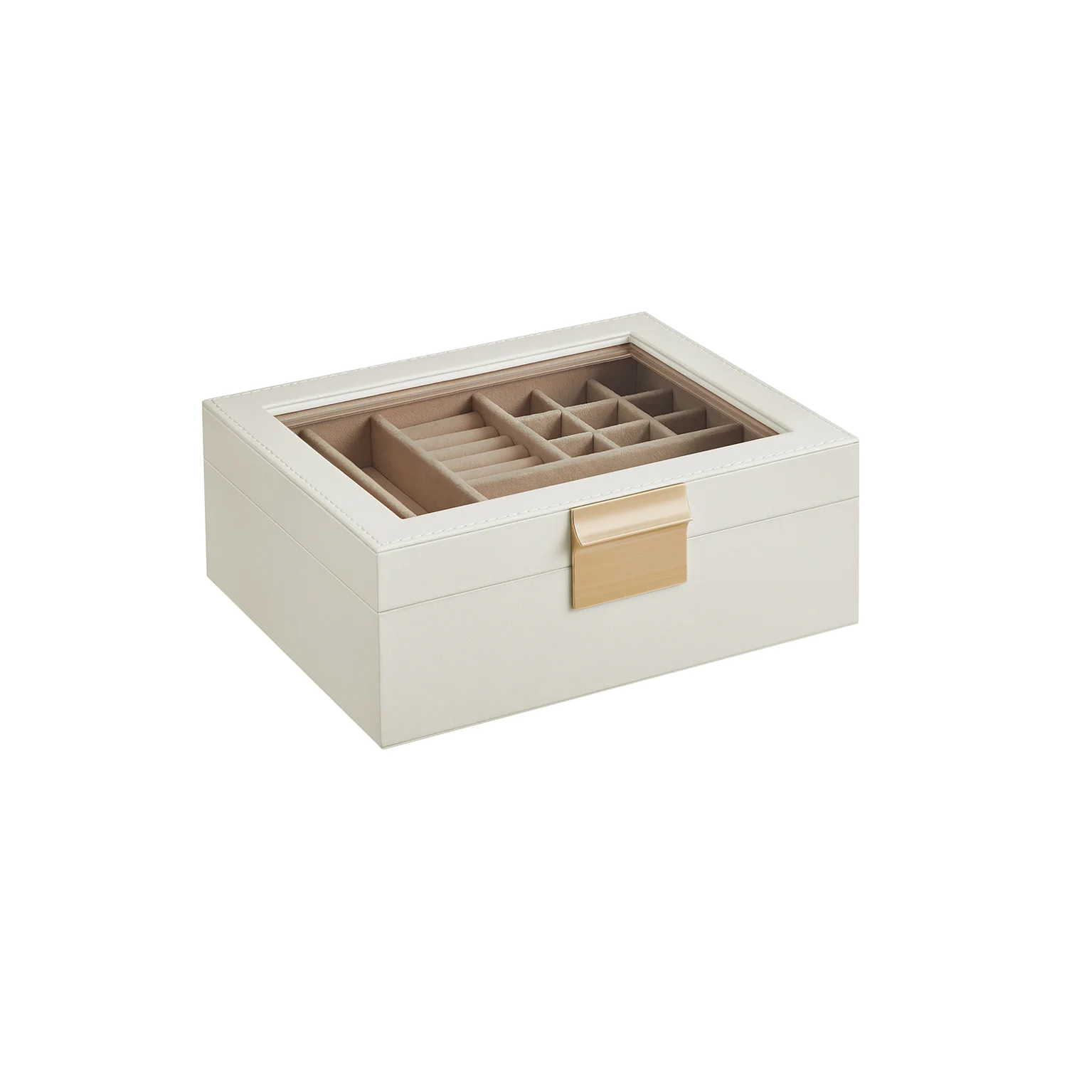 Sieradendoos – 2 niveaus – Cloud White en Metallic Gold