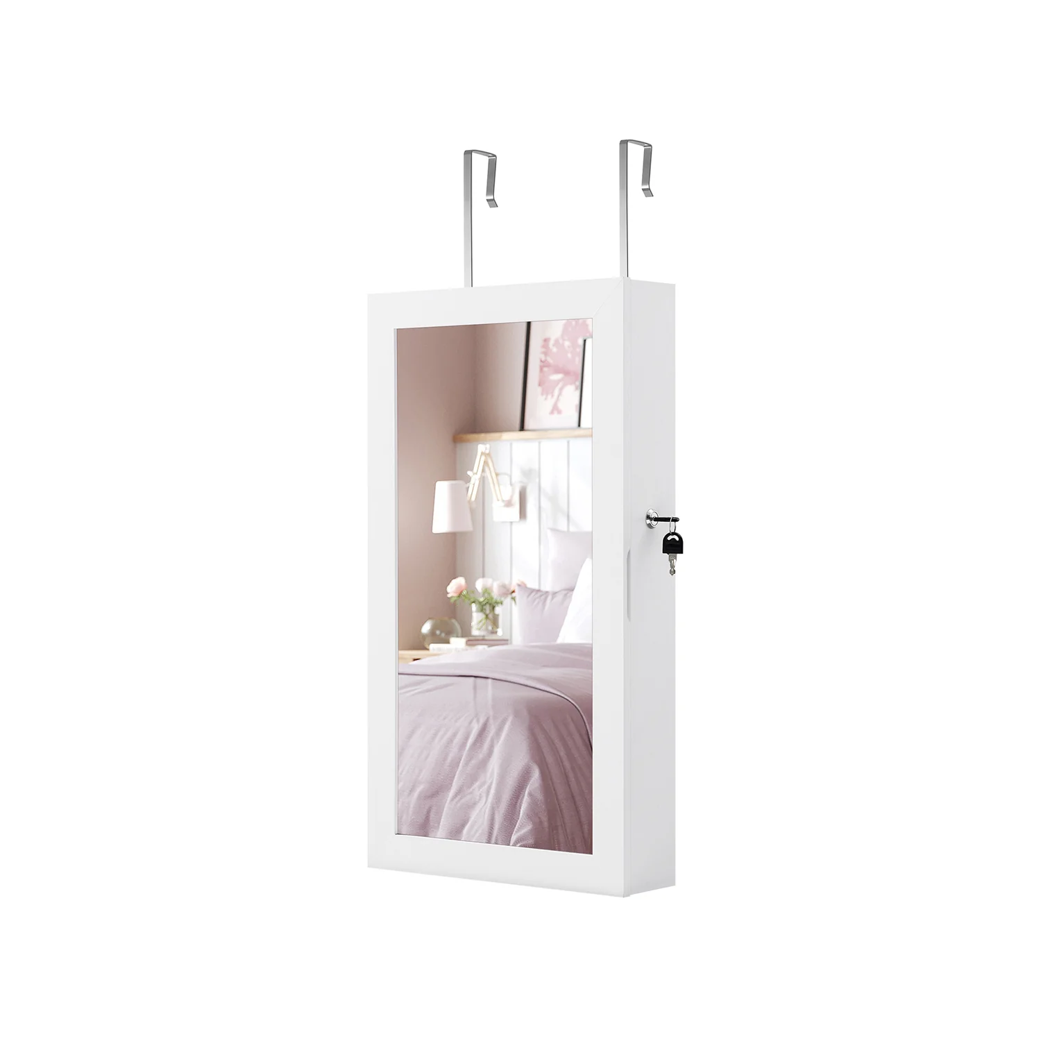 Spiegelkast – wit oppervlak met greige binnenbekleding – grijs