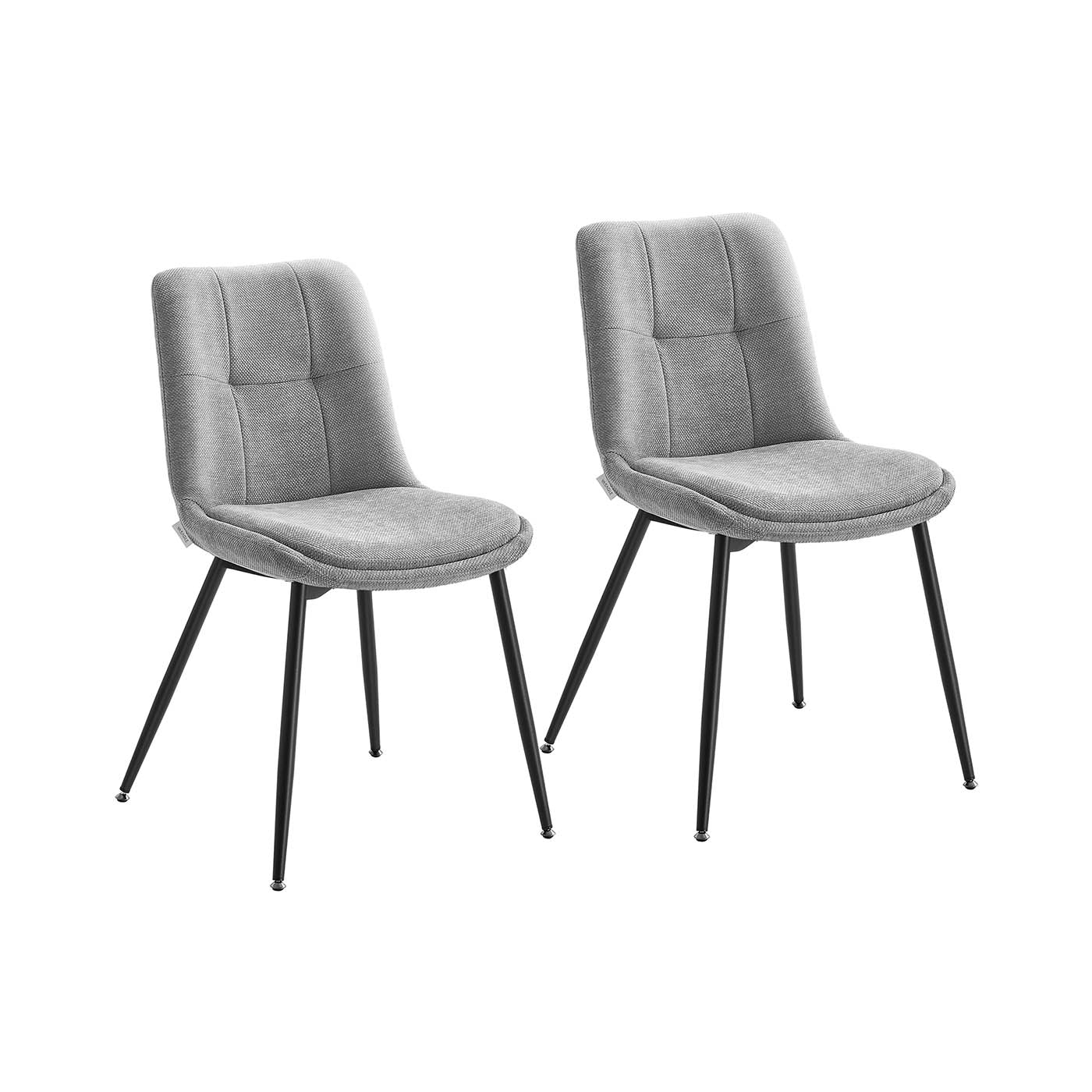 Eetkamerstoelen set van 2 – Dubbel kussen – Duifgrijs – Metalen poten