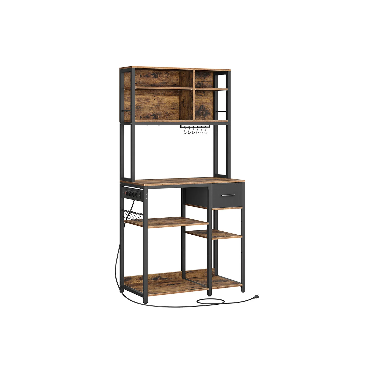 Keukenplank – Vintage bruin met inktzwarte accenten – 40 x 80 x 180,4 cm