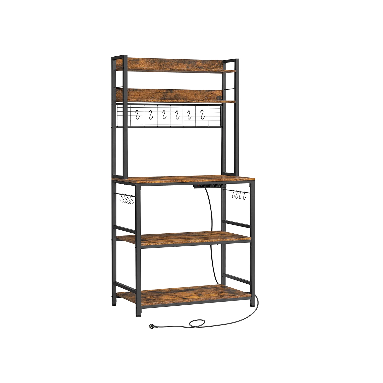 Keukenplank met stopcontacten en roosterplaat vintage bruin-zwart