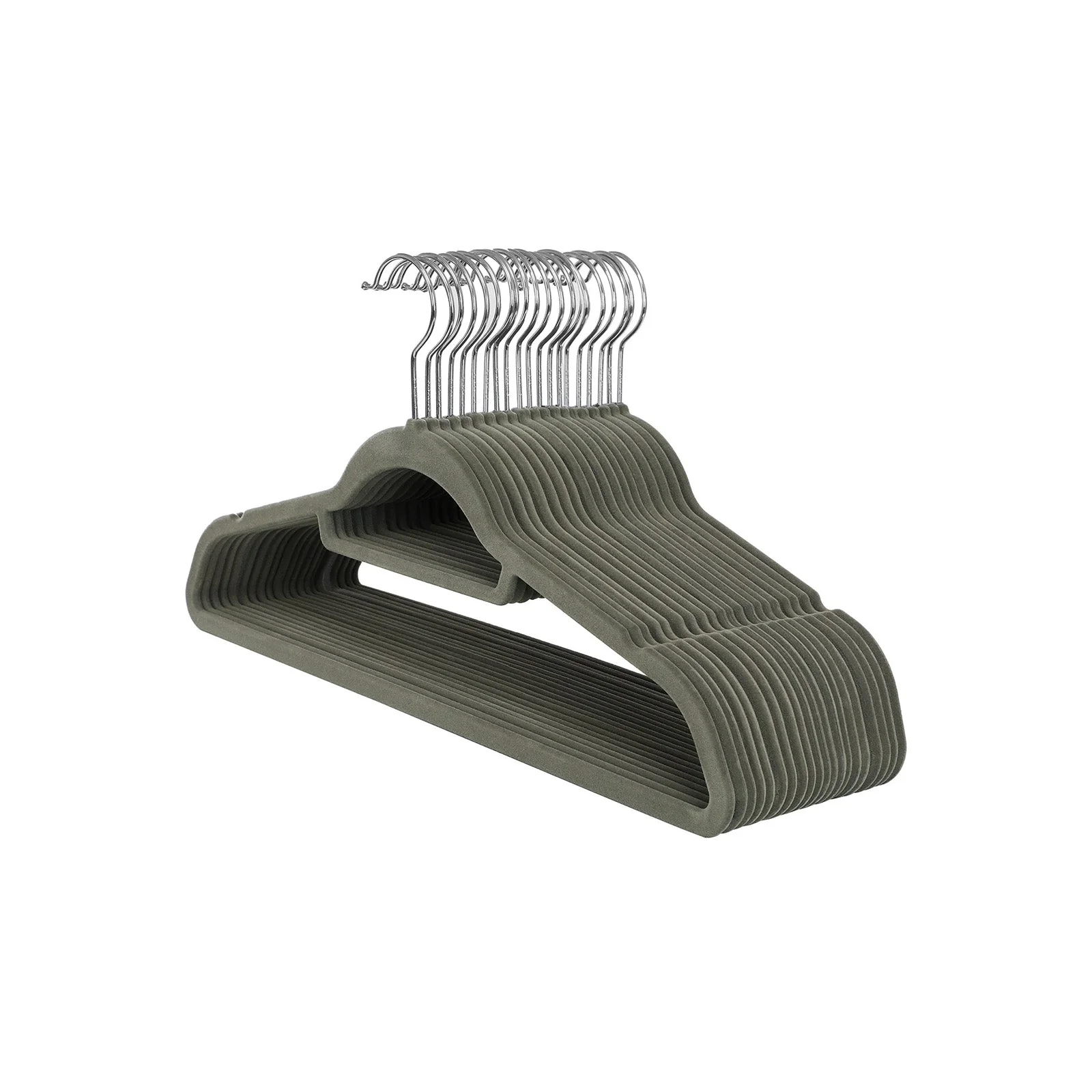 Kledinghangers – antislip fluweel – set van 20 – grijs