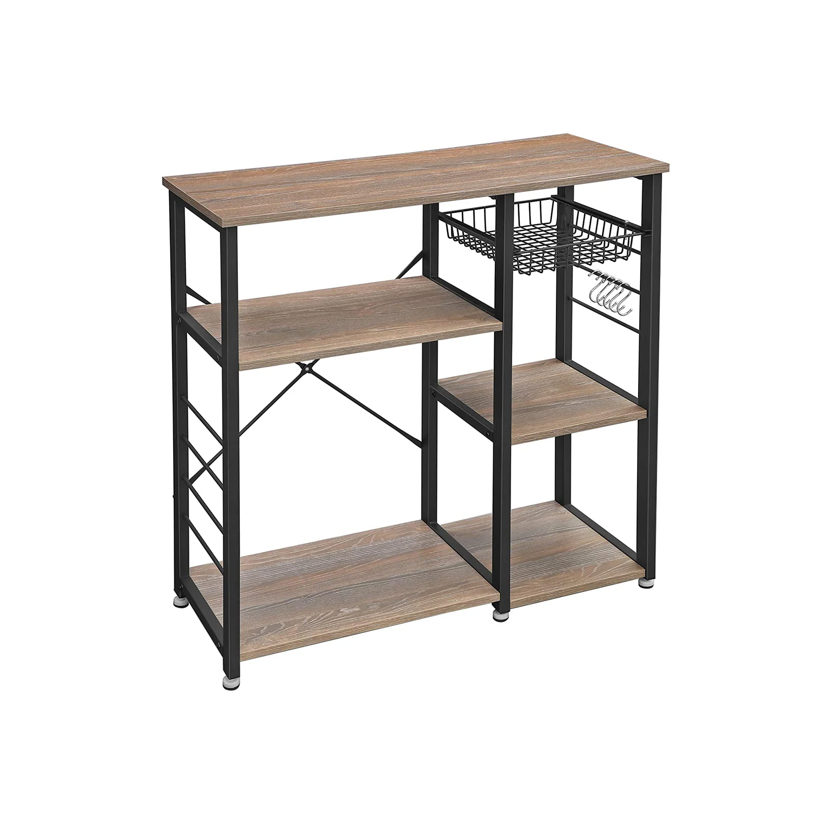 Keukenrek – industriële stijl – zwart en houtkleur