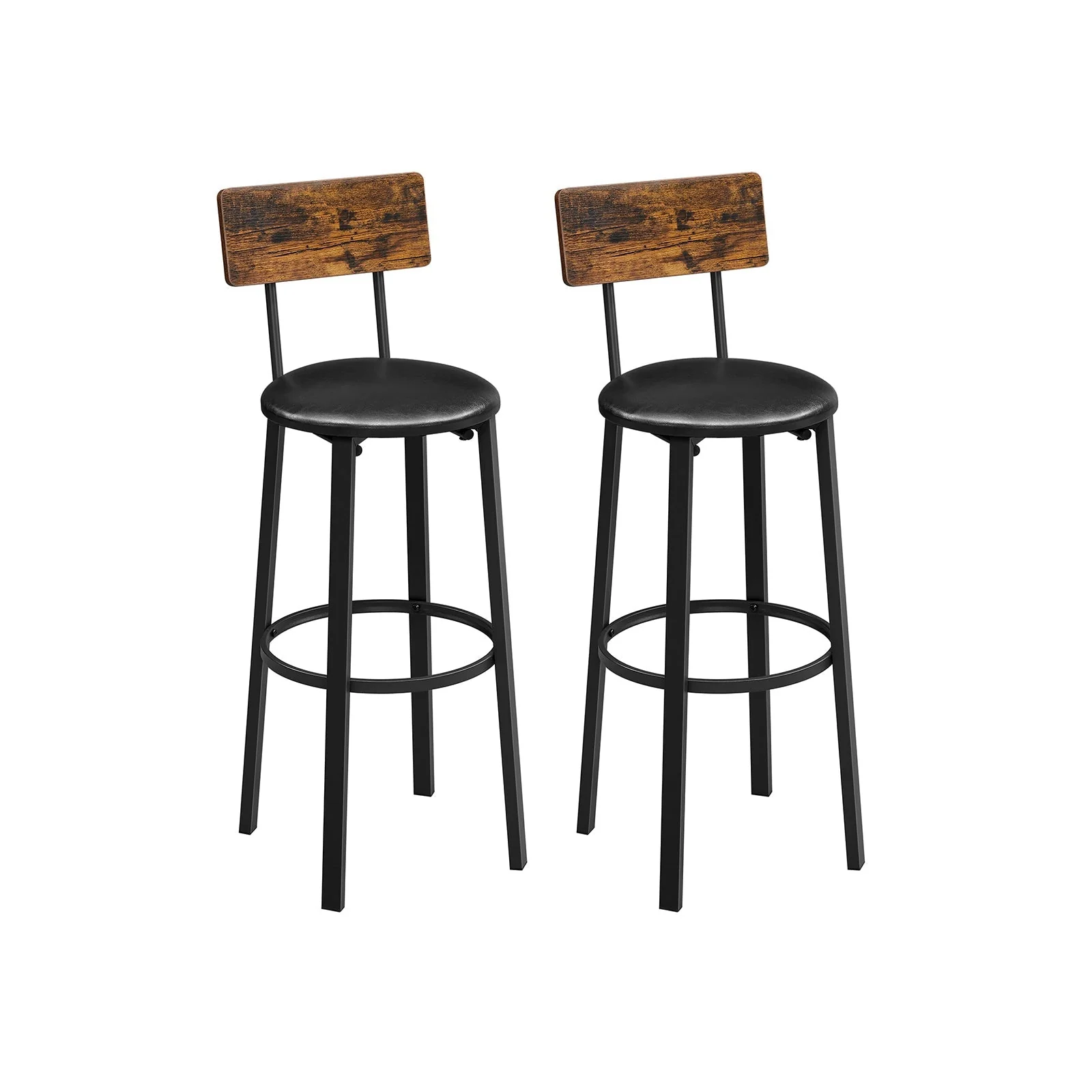 Barkrukken Set van 2 Metalen frame Hout Vintage bruin-zwart