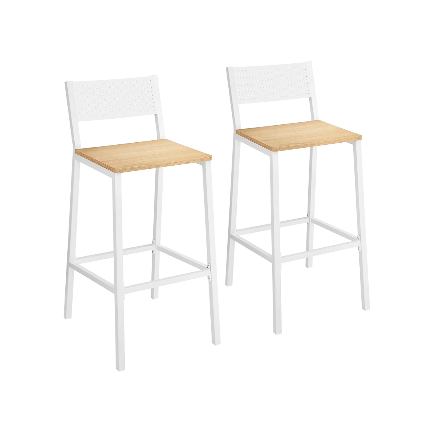 Barkruk – Industrieel design – Zithoogte 75 cm – Met rugleuning en voetsteun – Max. belastbaarheid 130 kg