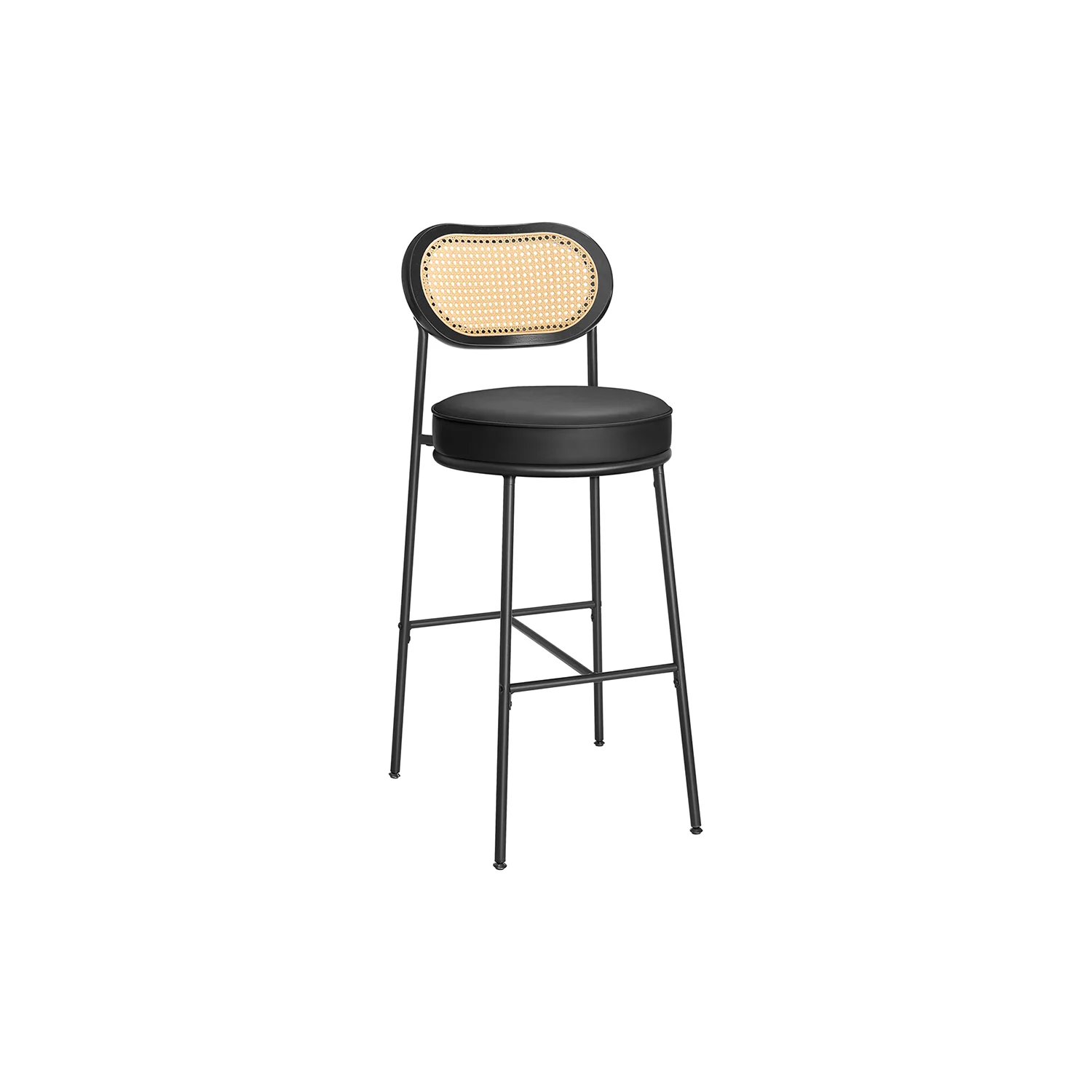 Barkruk Set van 2 – Hoge Krukken met gebogen rugleuning – Zithoogte 79 cm – Zwarte inkt