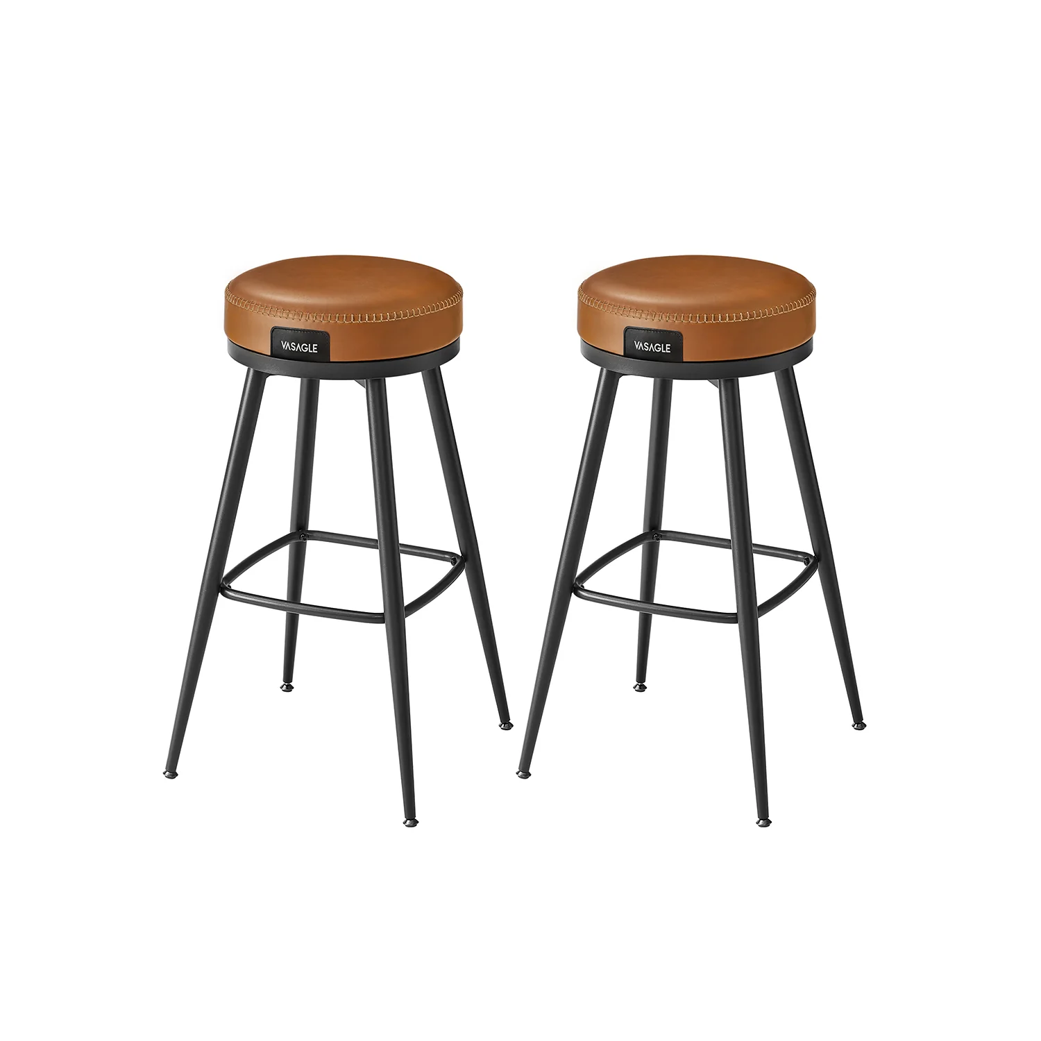 Barkruk Set van 2 – Hoogte 76 cm – Karamelbruin – Kunstleer