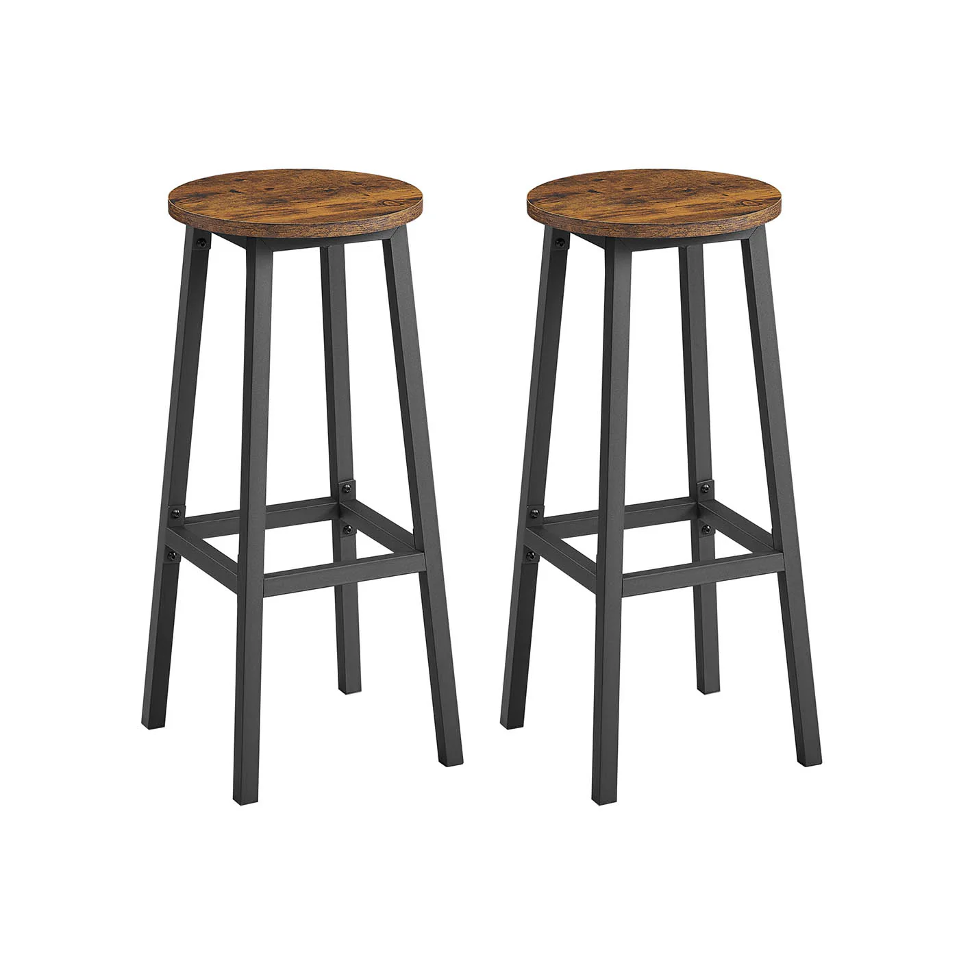 Barkruk set van 2 – Vintage bruin-zwart – Met voetensteun – Zithoogte 74 cm