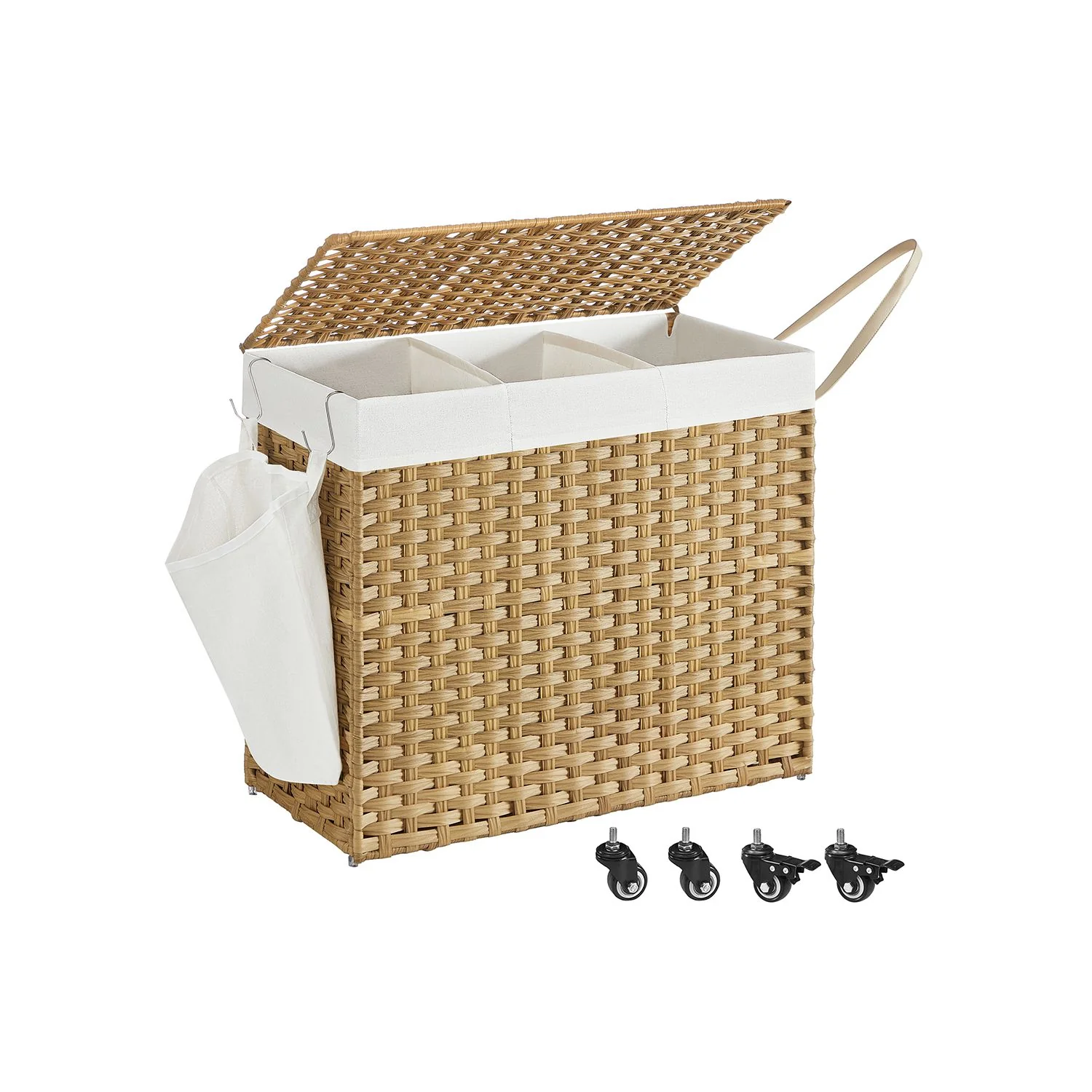 Wasmand – afneembaar deksel – naturel kleur