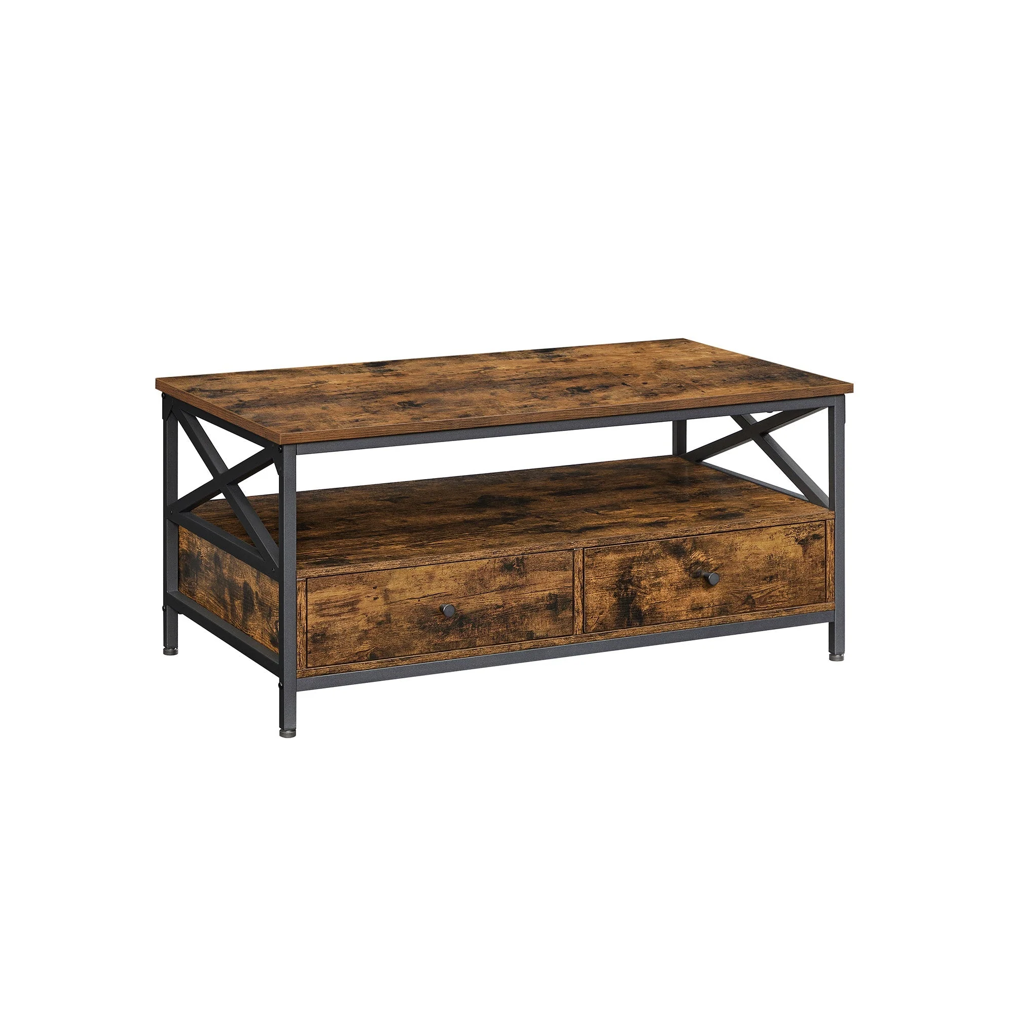 Salontafel – Met 2 lades – Vintage bruin-zwart