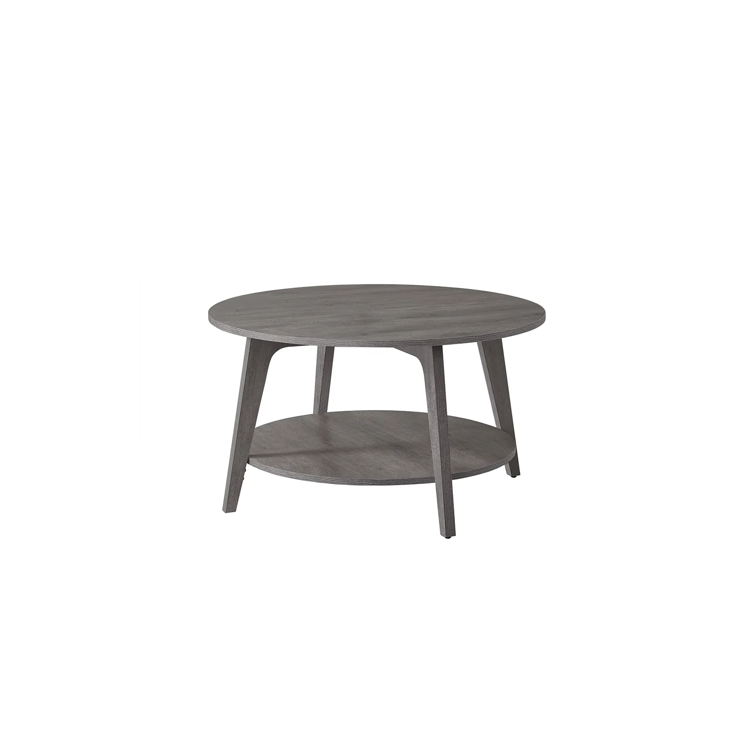Ronde Salontafel – 2 Niveaus met Opbergruimte – Mistig Grijs