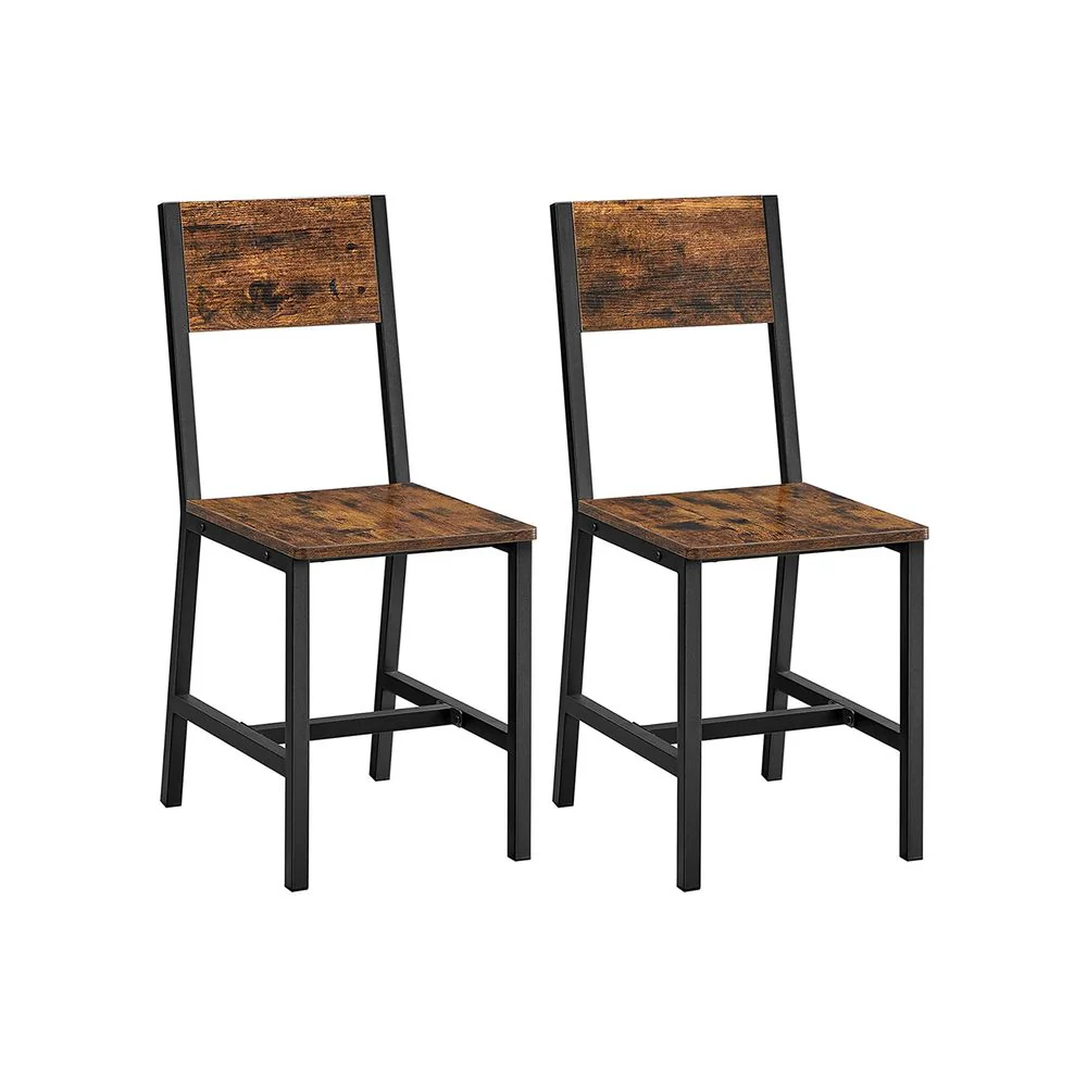Eetkamerstoelen – Set van 2 – Industrieel ontwerp – Vintage bruin-zwart