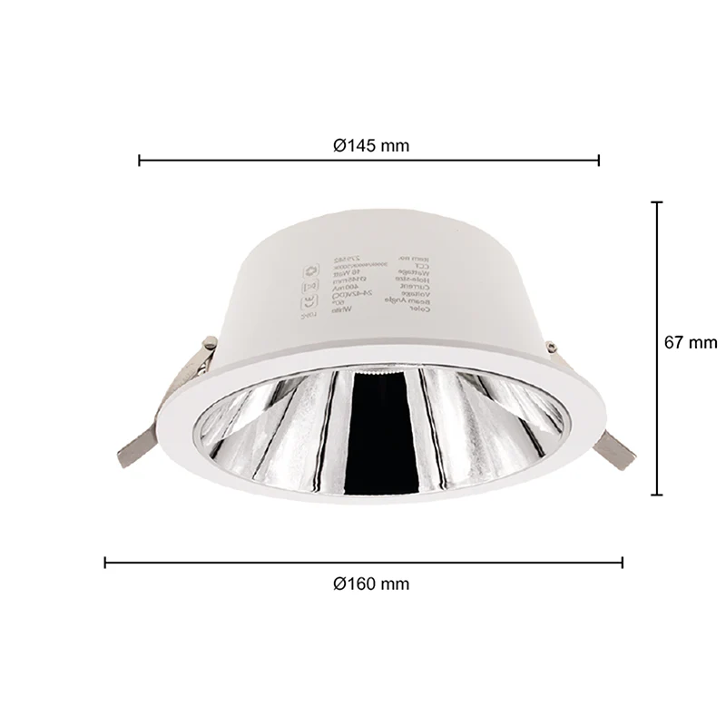 LED Downlight Kerber - TriColor - 16 Watt - Zaagmaat 145 -155MM - Wit - Afbeelding 2
