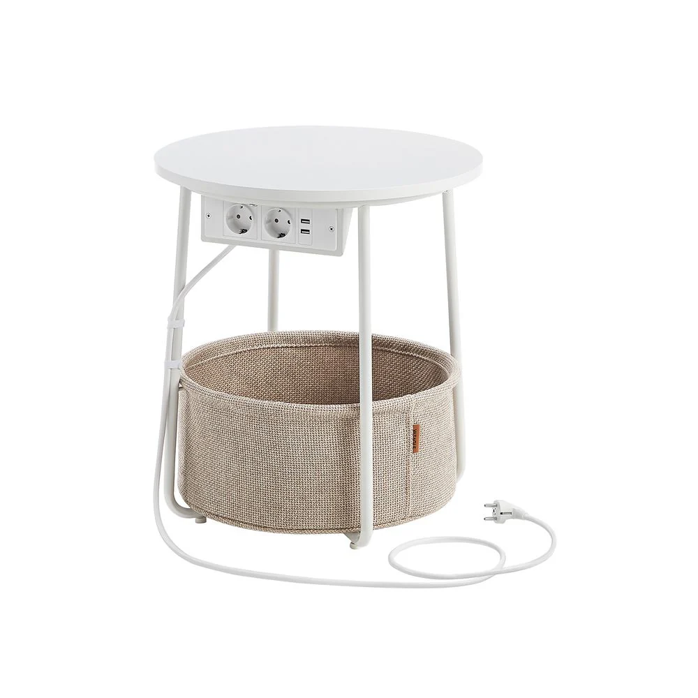 Bijzettafel rond – Met mand – Afmetingen 45 x 50 cm – Modern design