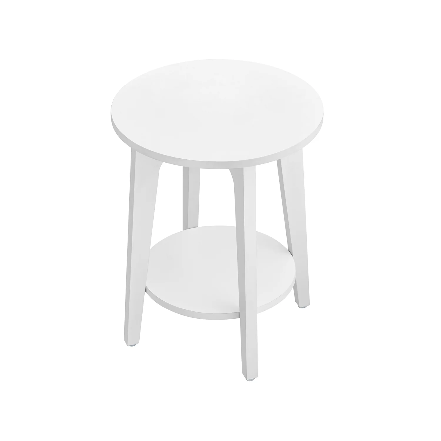 Bijzettafel rond – Met 2-laags plank – Wit – Hoogwaardig spaanplaat