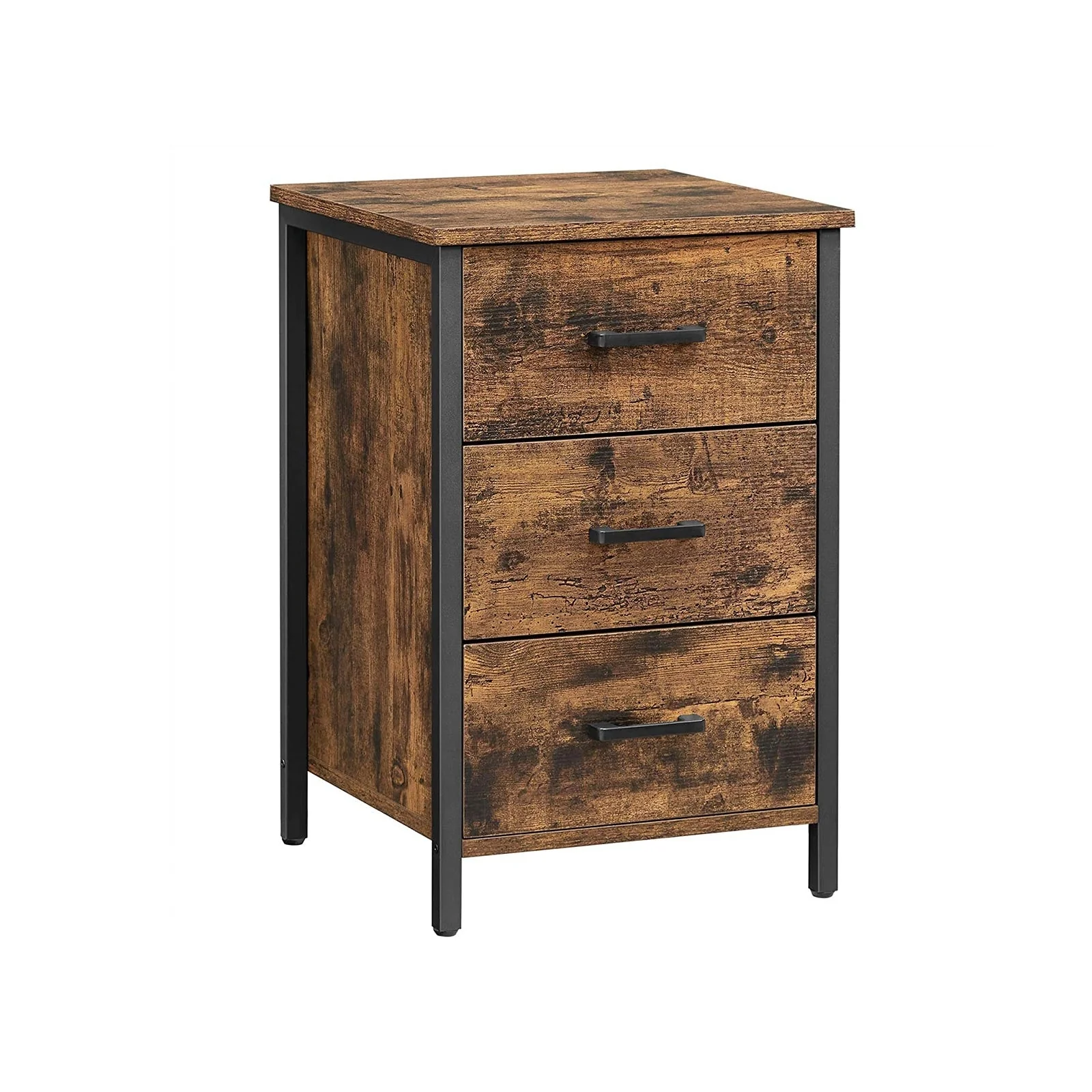 Nachtkastje met 3 lades –  Vintage bruin/zwart