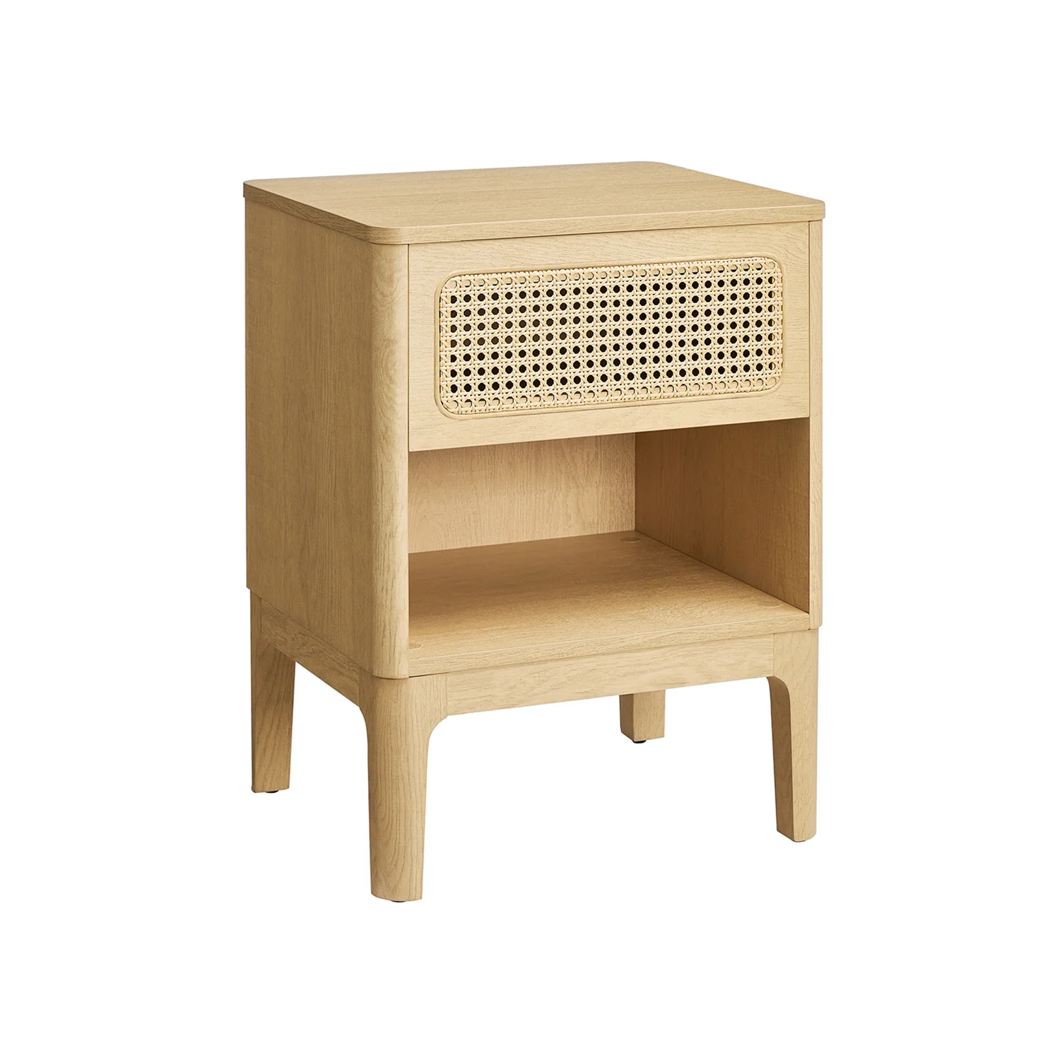 Nachtkastje met lade en open vak – Betongrijs – Spaanplaat – Compact – 40 x 103,5 x 85 cm