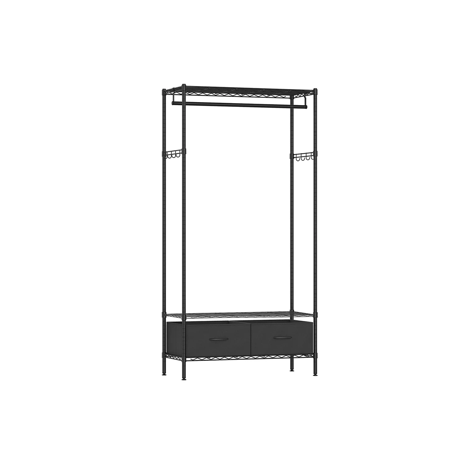 Kledingrek – 40 x 90 x 180 cm – Inktzwart – Staal – Met 2 lades – Tot 90 kg draagvermogen