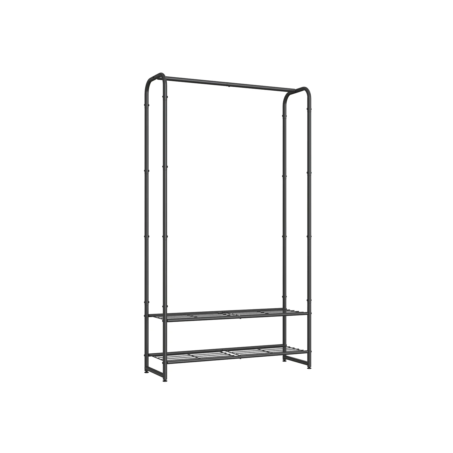 Kledingrek –  29 x 73 x 158,4 cm – Met legplanken – Tot 48 kg draagvermogen – Mat zwart