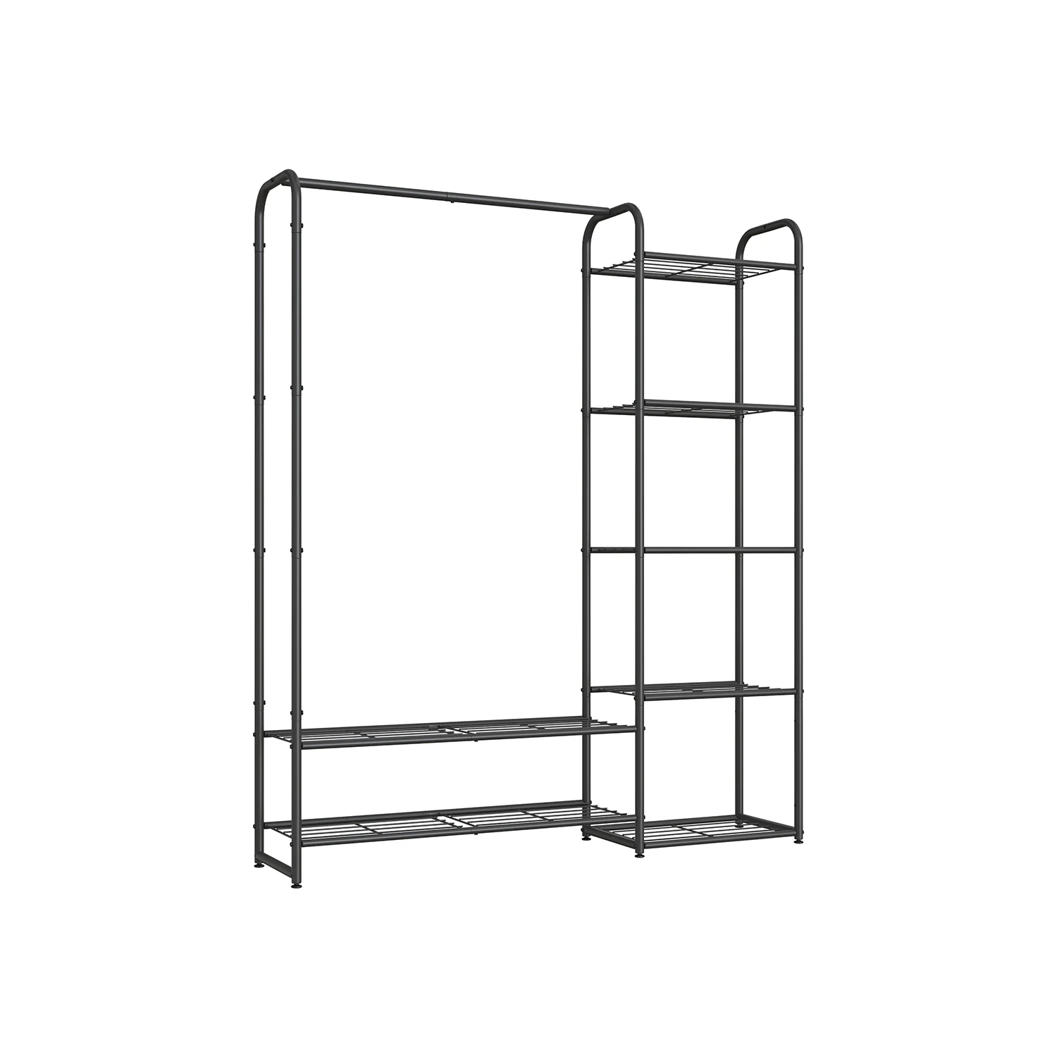 Kledingrek – 29 x 112 x 158,4 cm – Met legplanken – Tot 73 kg draagvermogen – Mat zwart