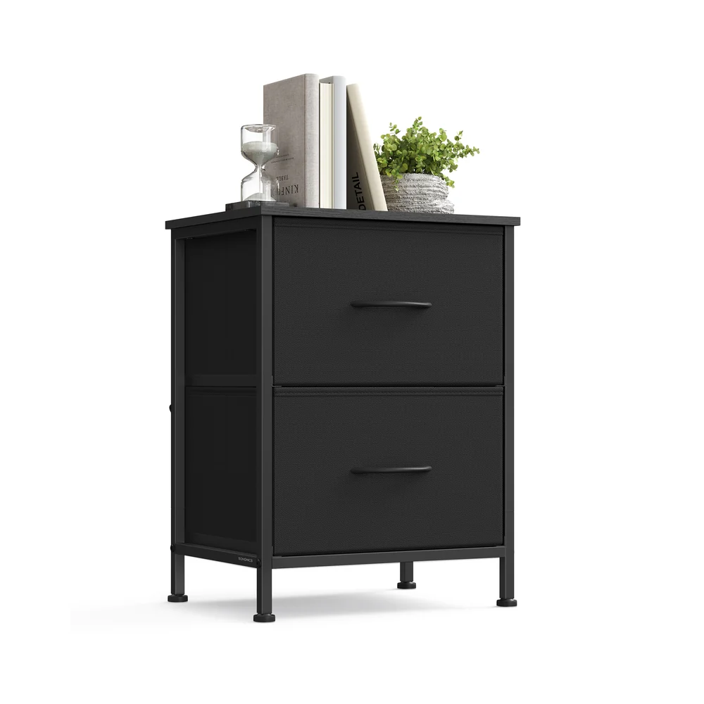 Nachtkastje met 4 lades – Inkt Zwart – Modern Design – MDF en Spaanplaat