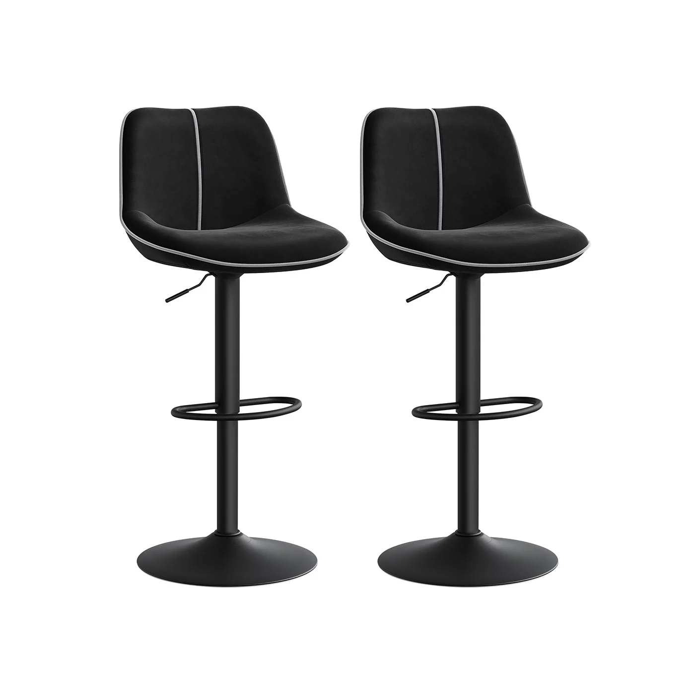 Barkrukset – In hoogte verstelbaar (63–84 cm) – Met rugleuning – 360° draaibaar – Fluwelen bekleding