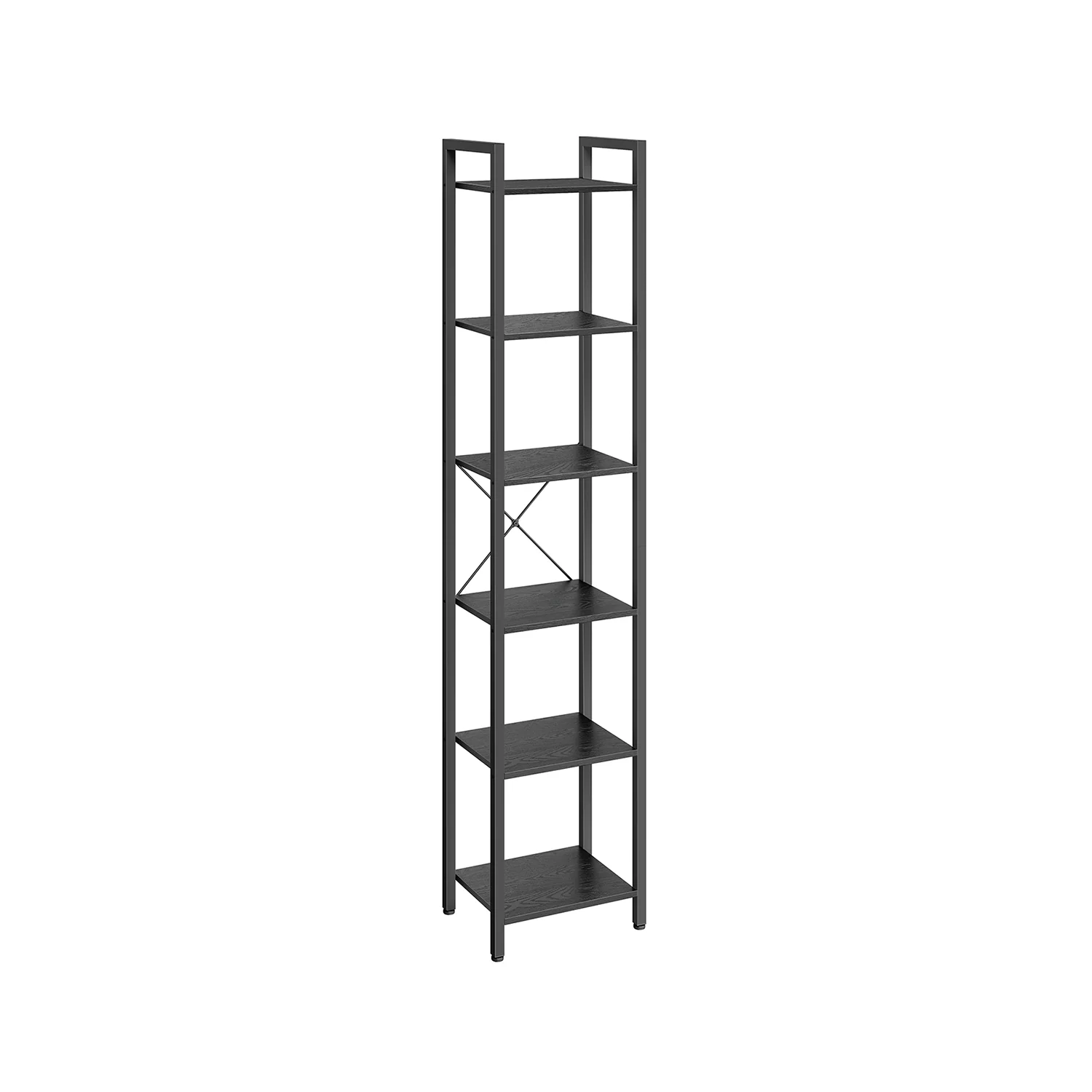 Boekenkast met 6 planken – Industrieel design – 40 x 30 x 187,5 cm – Spaanplaat en staal