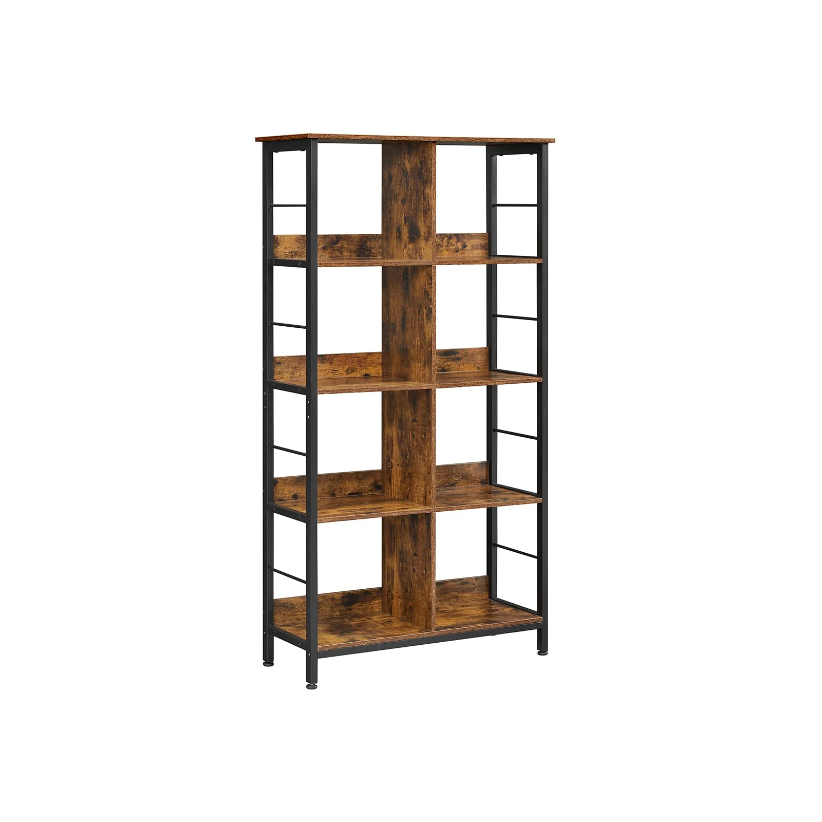 Boekenkast 4 niveaus – Industrieel design – Vintage bruin-zwart – 80 x 33 x 149 cm