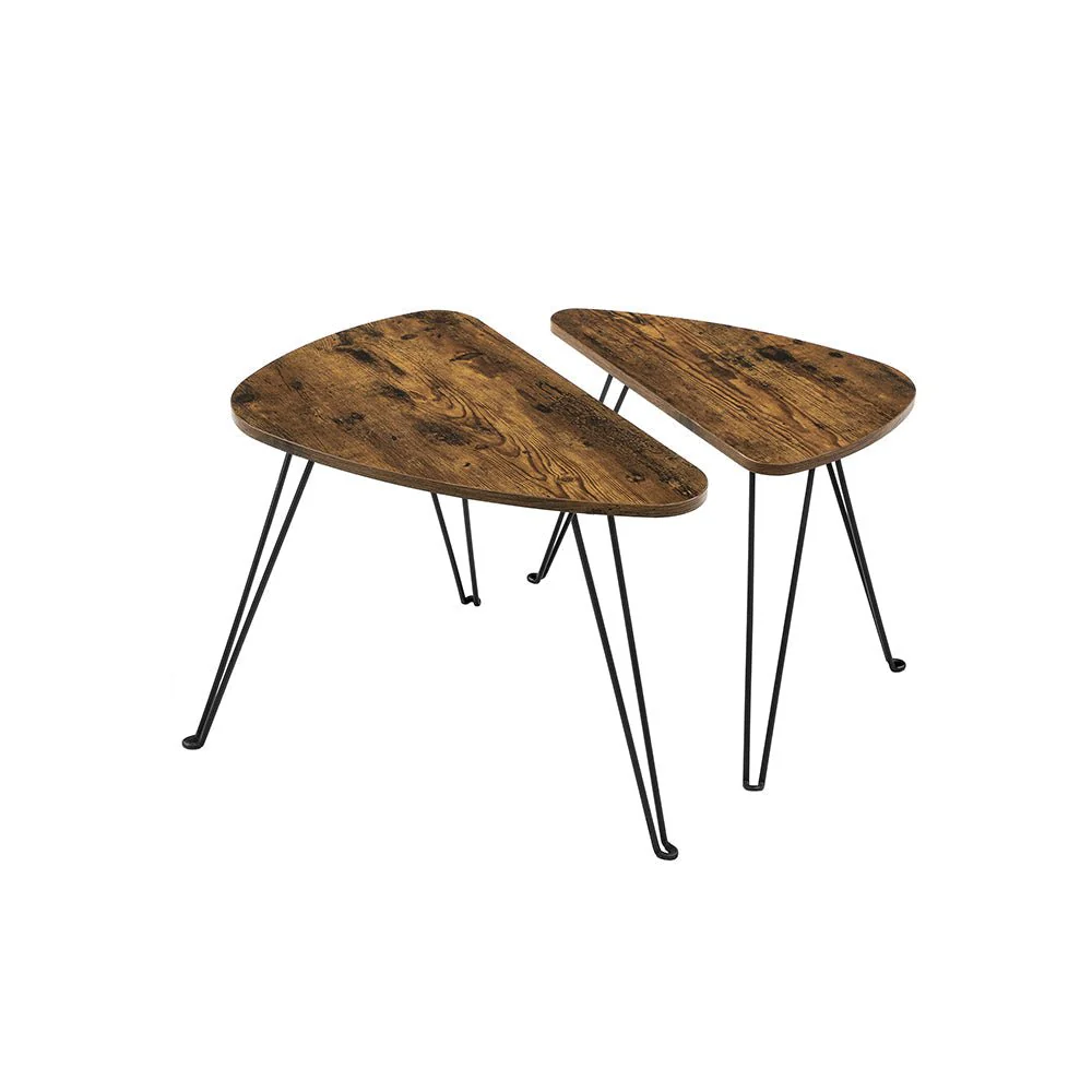 Bijzettafels – Set van 2 – Industrieel design – Bruin/Zwart