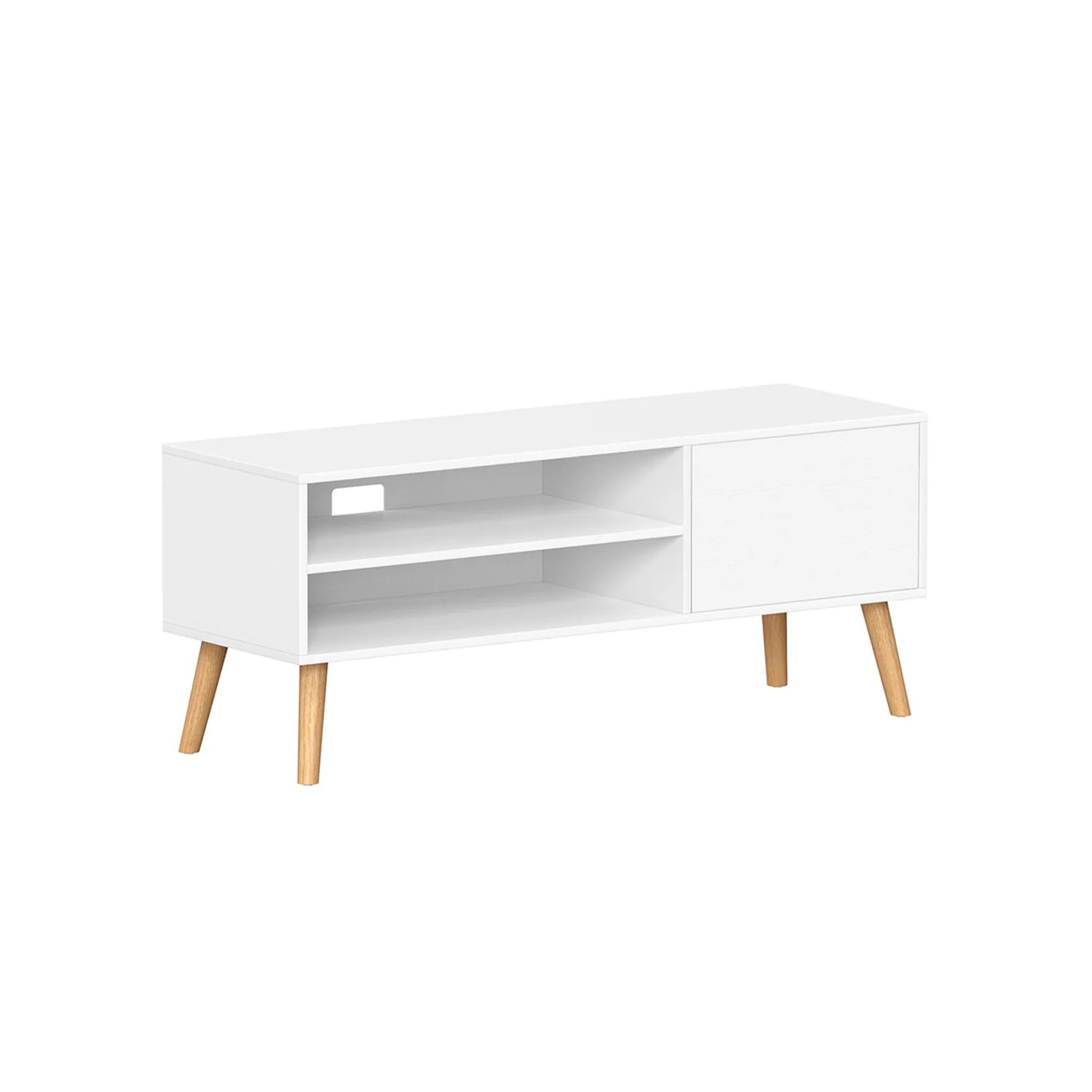 TV-meubel – Met kast en open vakken – Wit – Geschikt voor TV’s tot 55 inch