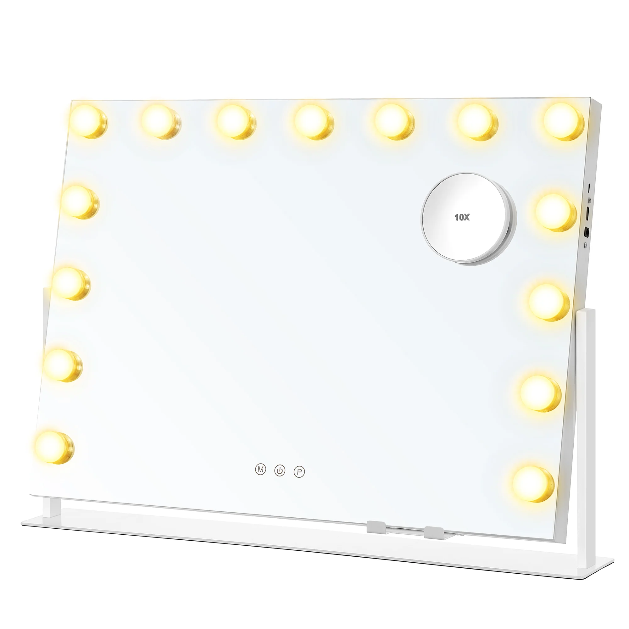 Make-upspiegel met LED-verlichting en touchbediening – mat wit