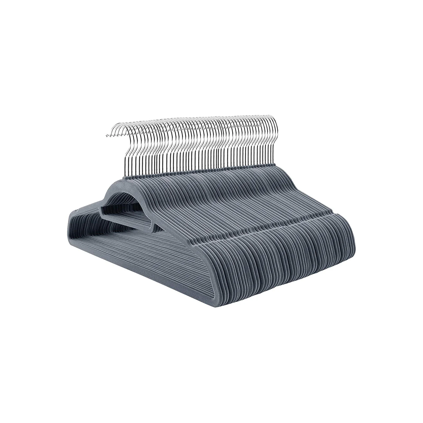 Set van 100 fluwelen hangers – luxe uitstraling – lichtgrijs Set van 100 fluwelen hangers – luxe uitstraling – lichtgrijs