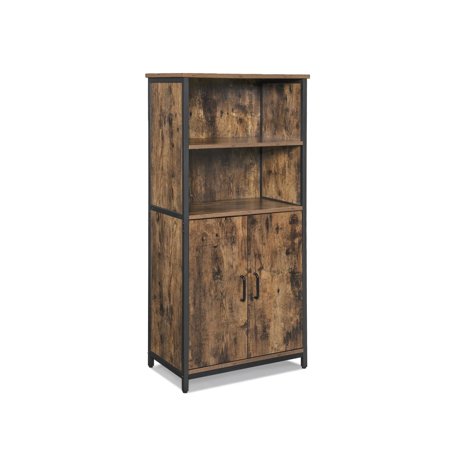 Boekenkast met 2 open en 2 verborgen vakken – Stalen frame – 60 x 35 x 125 cm – Met kantelbeveiliging