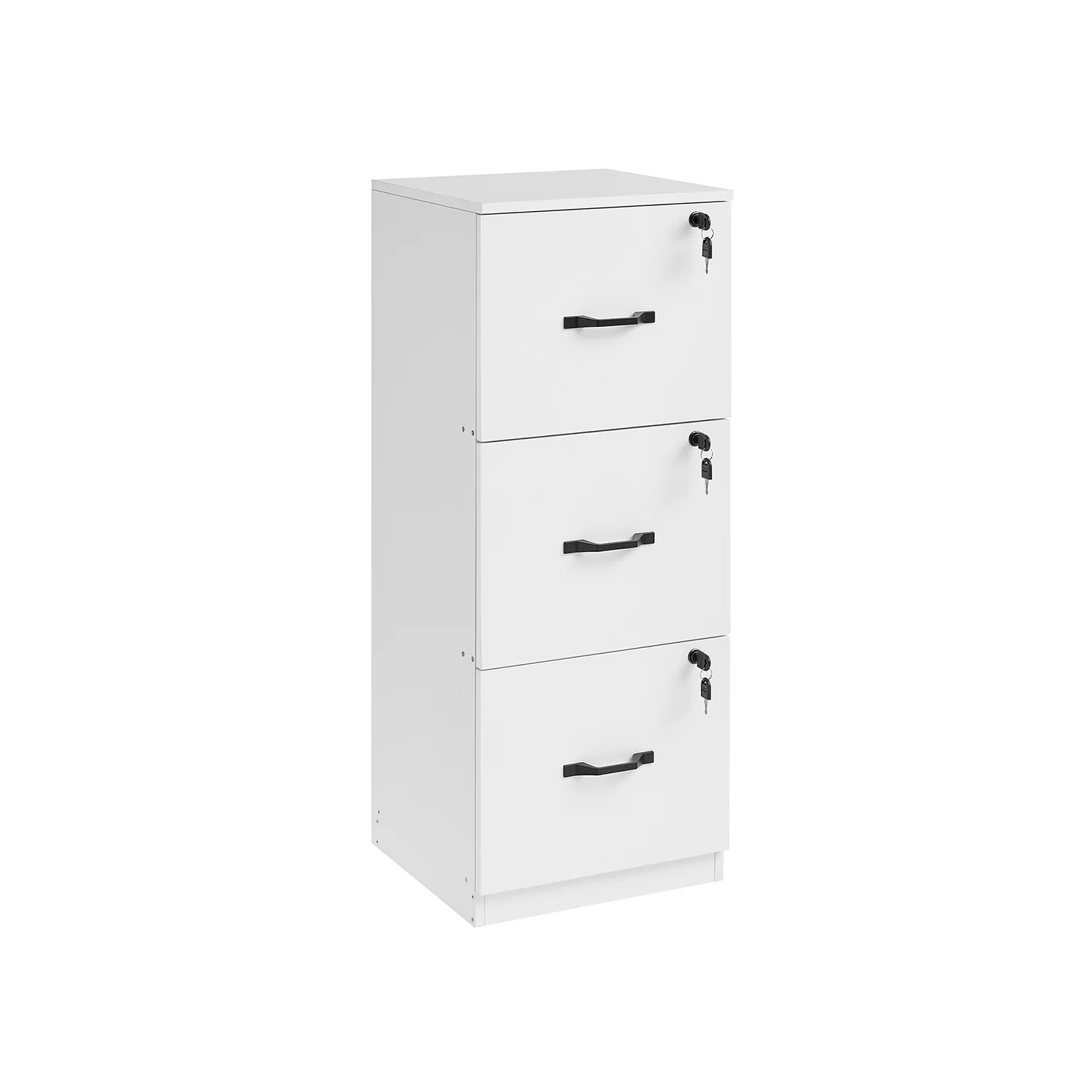 Archiefkast 40 x 40 x 103 cm – 3 afsluitbare lades – Verstelbare ophangrails – Inktzwart