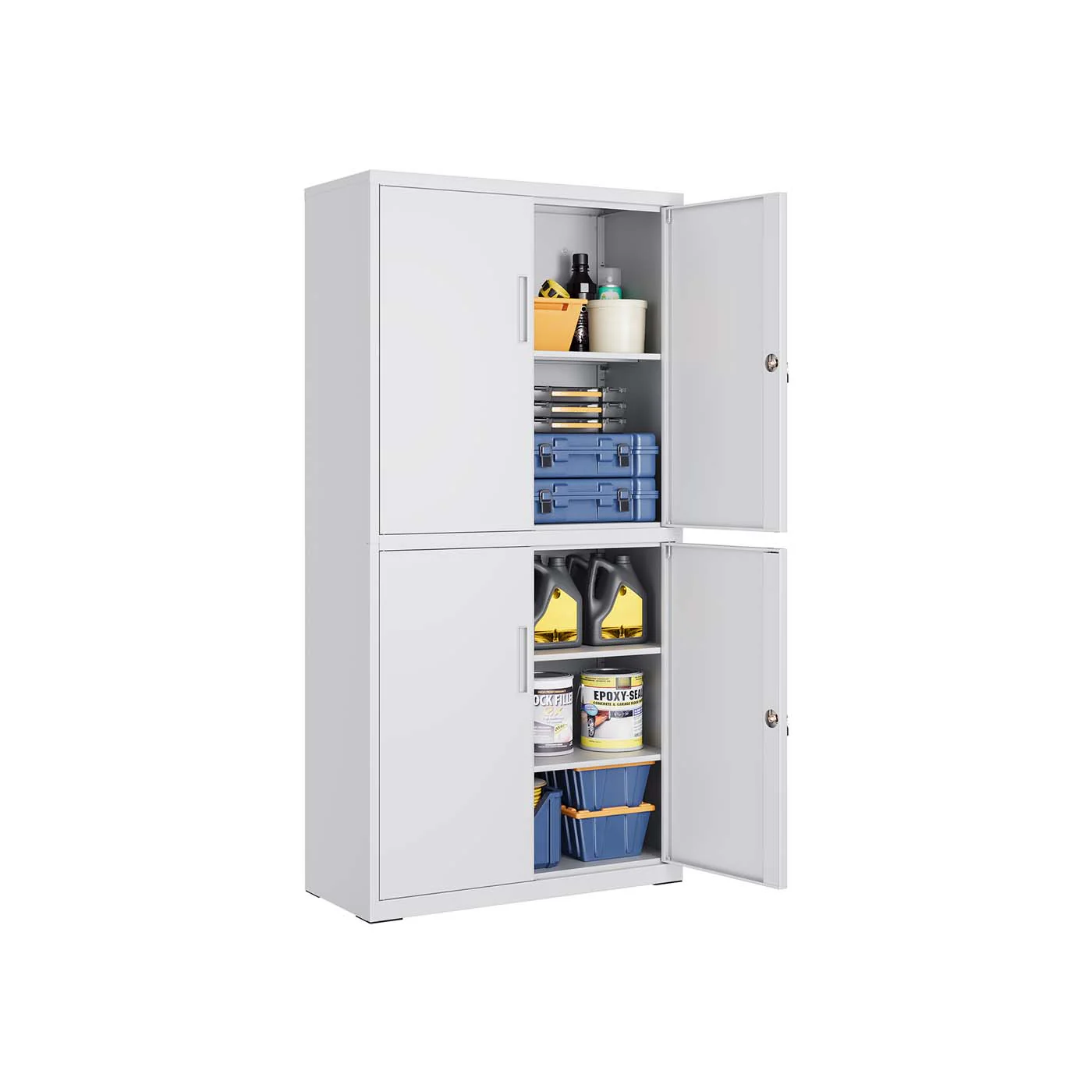 Archiefkast 40 x 80 x 180 cm – Mat grijs – Staal – Belastbaar tot 25 kg per plank