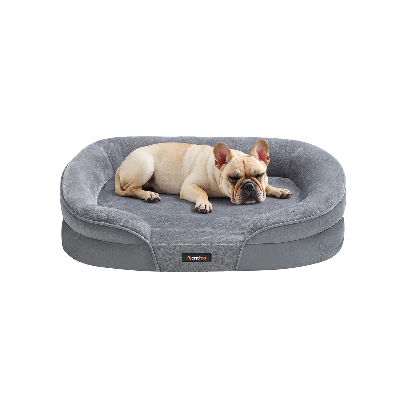 Hondenbed – Opstaande Randen – Flanel – Lichtgrijs