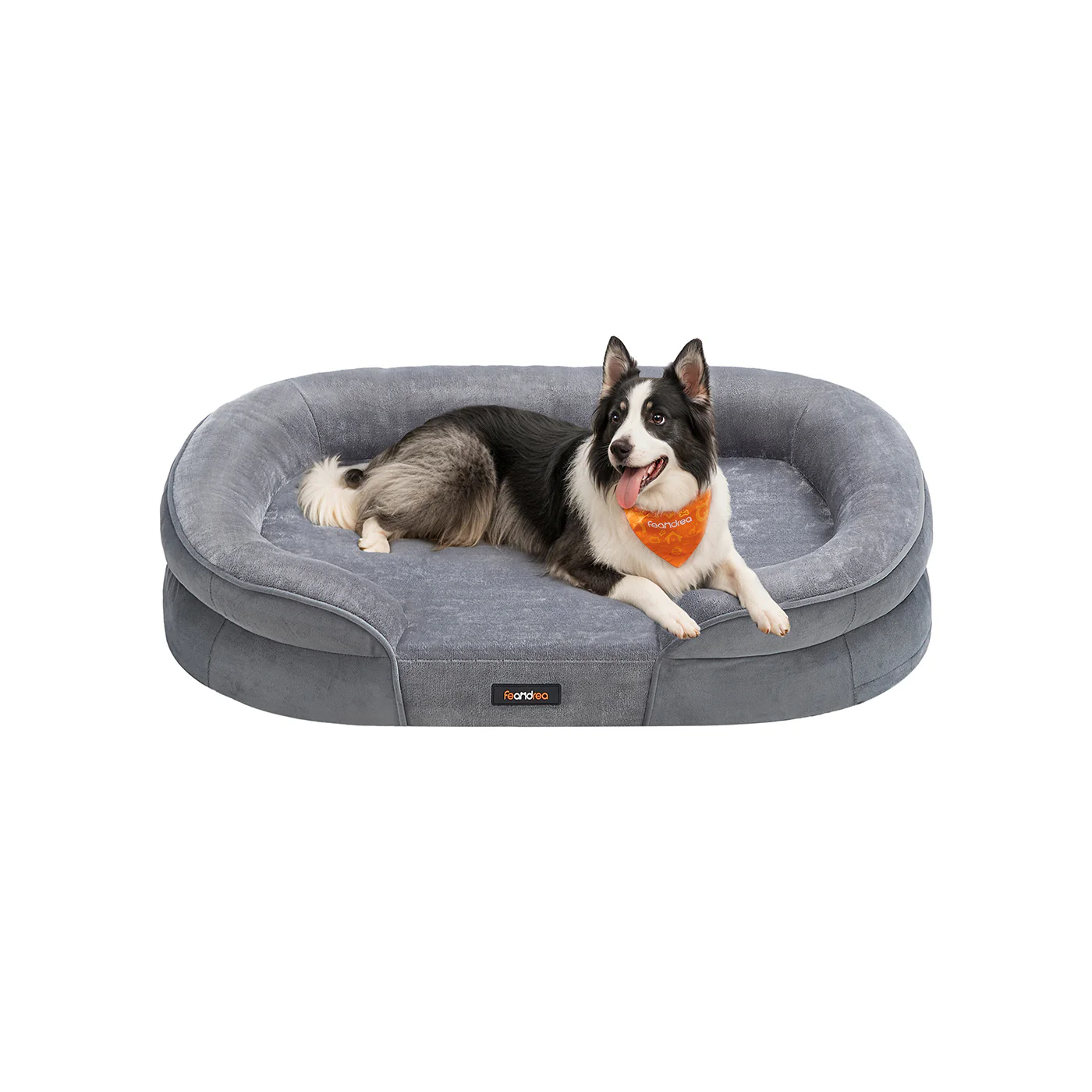 Hondenbed – Opstaande Randen – Flanel en Fluweel – Lichtgrijs