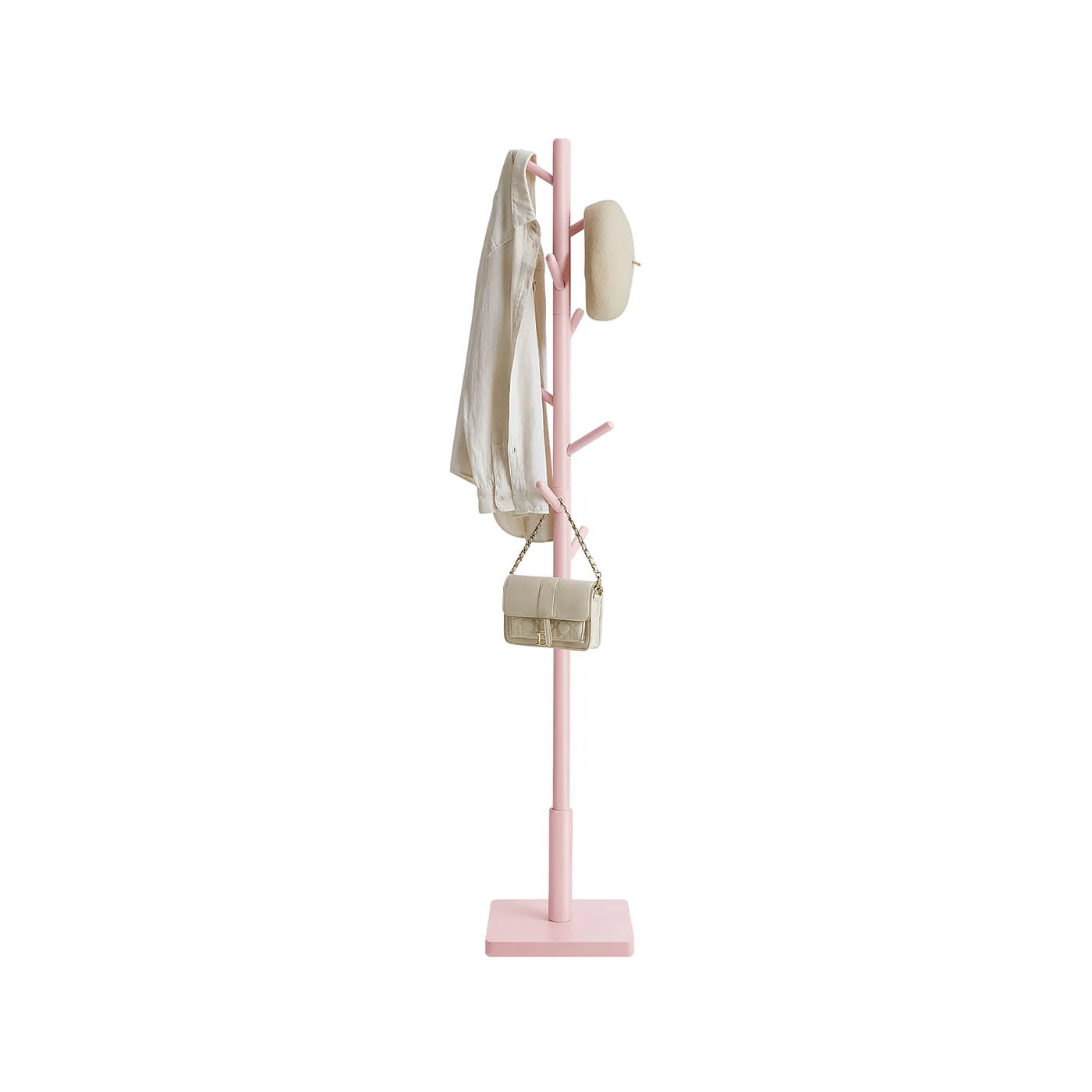 Kapstok – 8 haken – Massief hout – Pastelroze