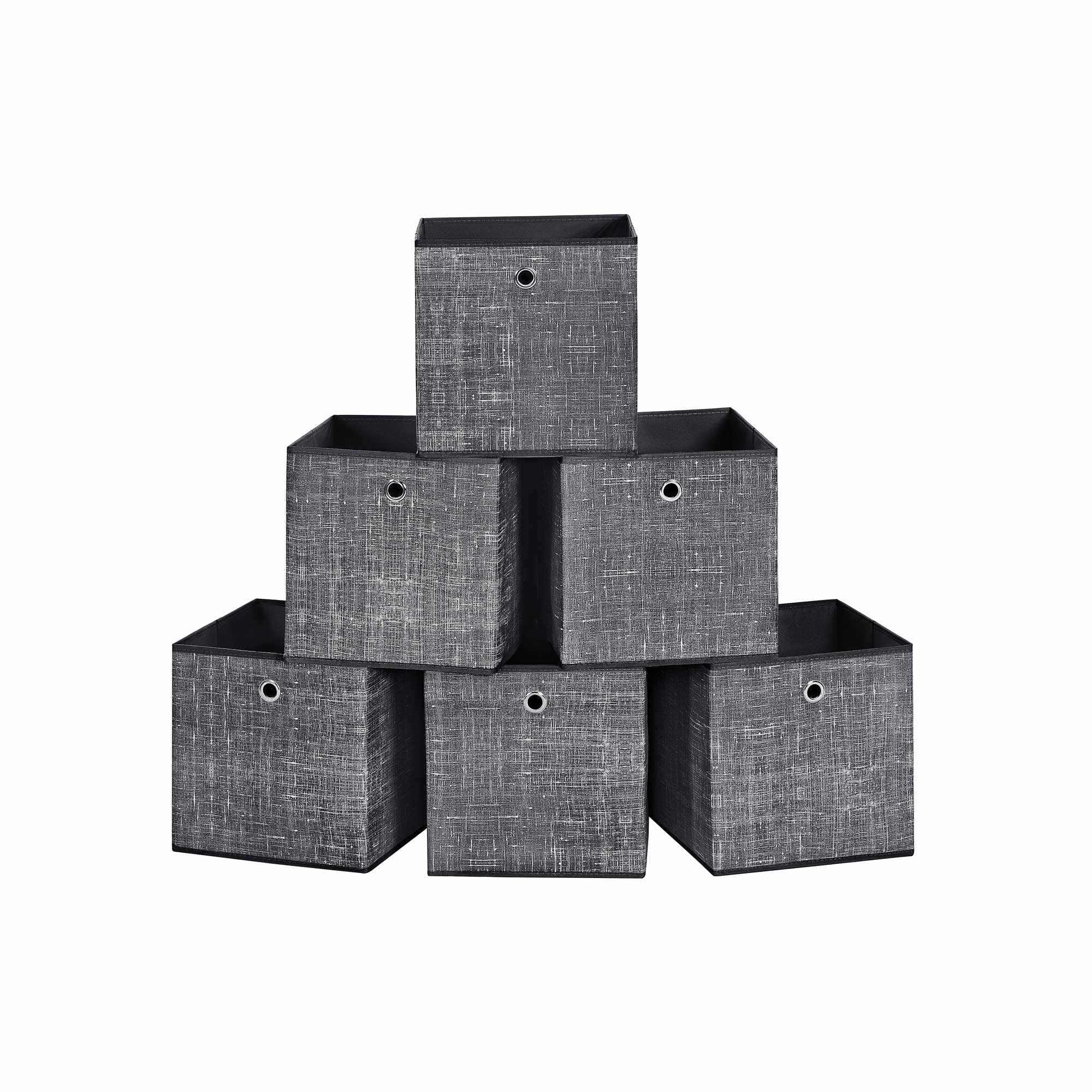 Opbergdozen – Set van 6 – Stof – Zwart
