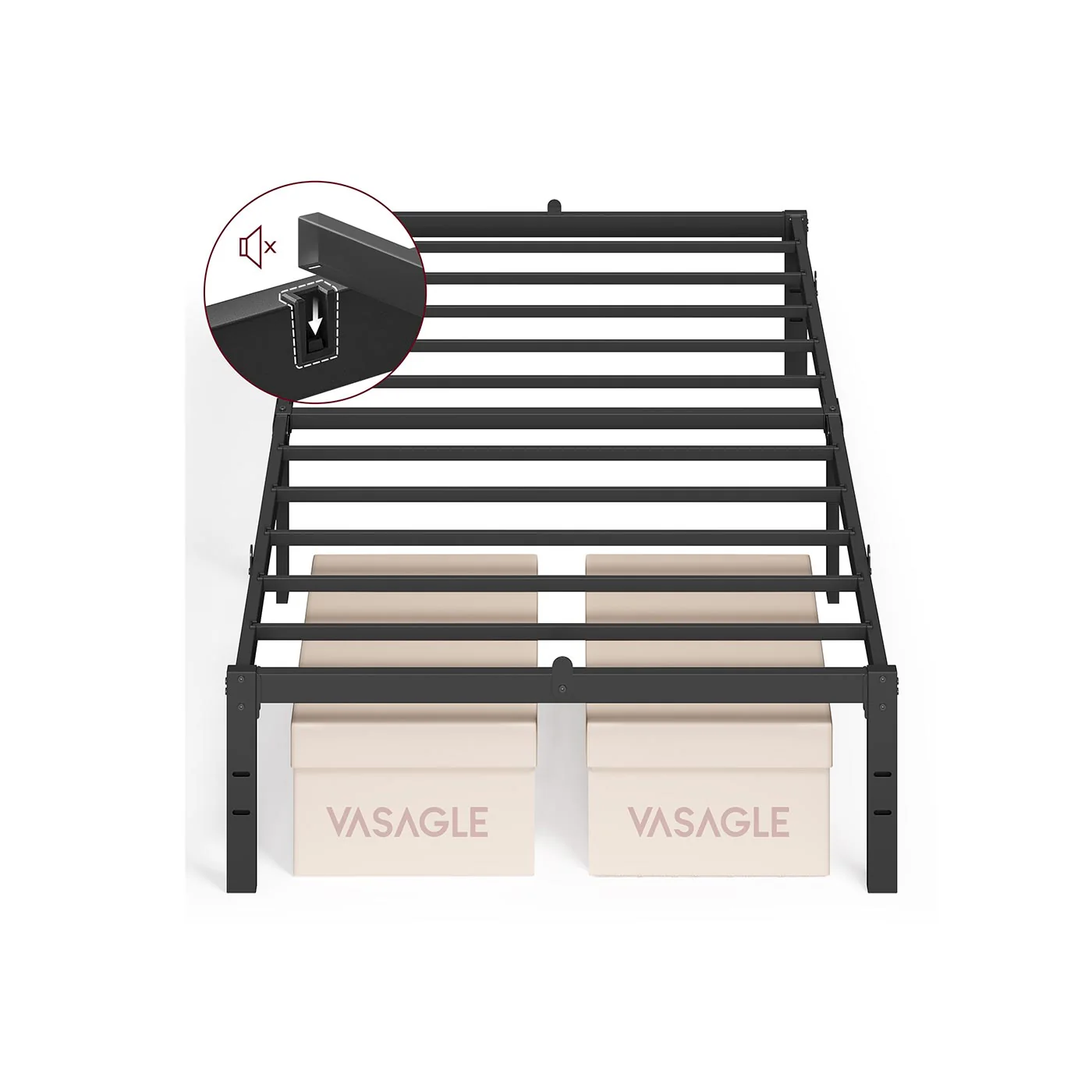 Eenpersoonsbedframe – Modern ontwerp – Staal – Inktzwart