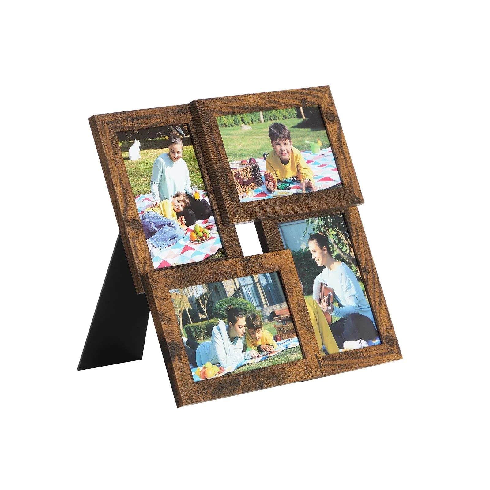 Fotolijst collage – Voor 4 foto’s – Glazen paneel – Vintage bruin