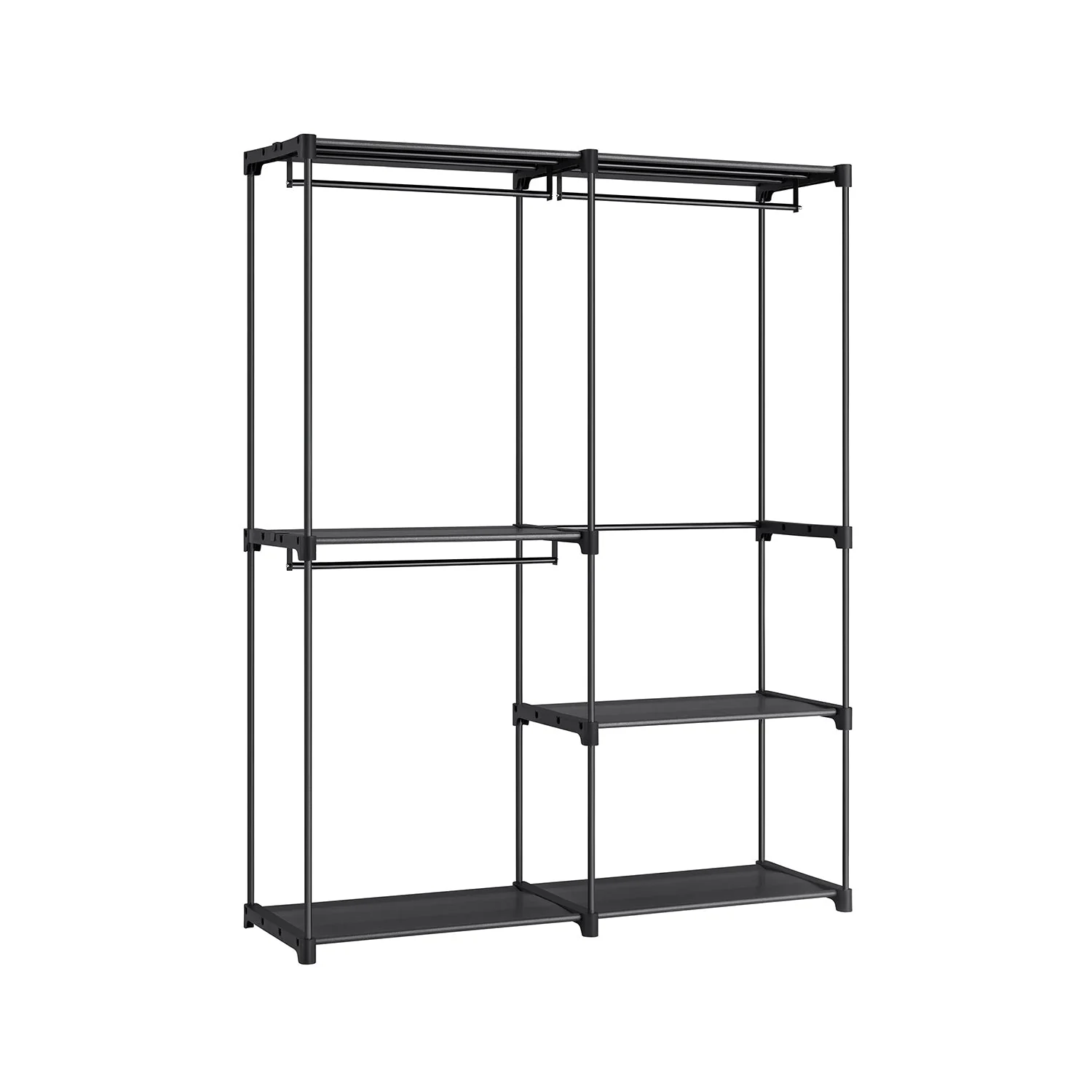 Kledingkast 112 x 43 x 165 cm – Open opbergruimte – Met legplanken – Tot 20 kg hangstang – Eenvoudige montage zonder gereedschap
