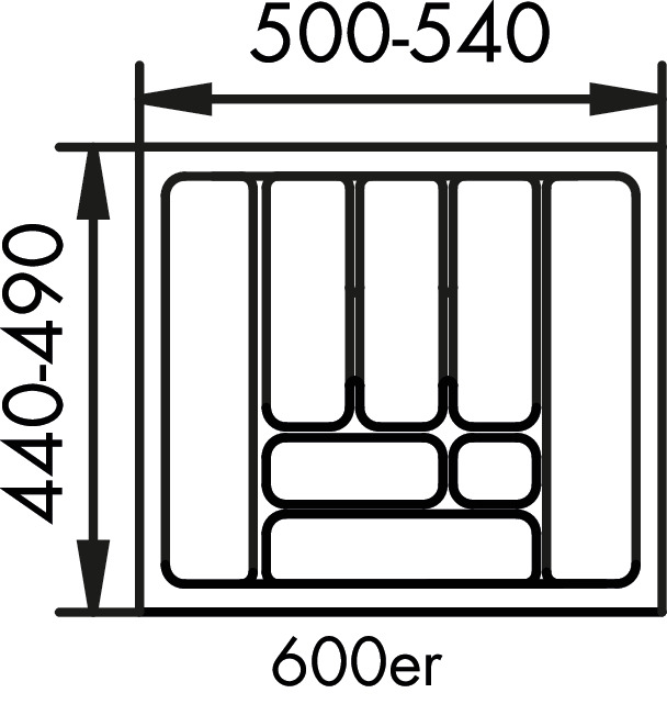 Bestekelement 1, Bestekelementen, voor 600 mm kastbreedte